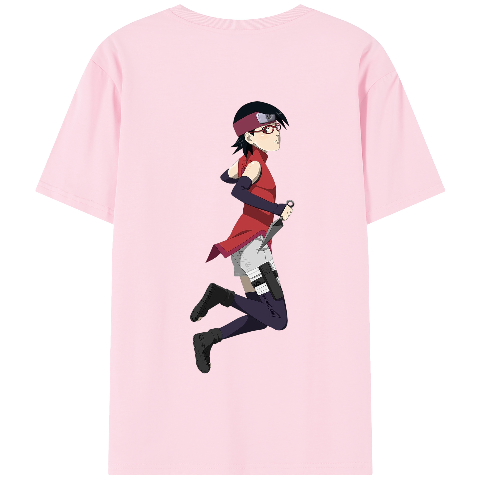 （画像用） NARUTO -ナルト- うちは サラダ Uchiha Sarada 綿100％半袖Tシャツ（背面プリント）