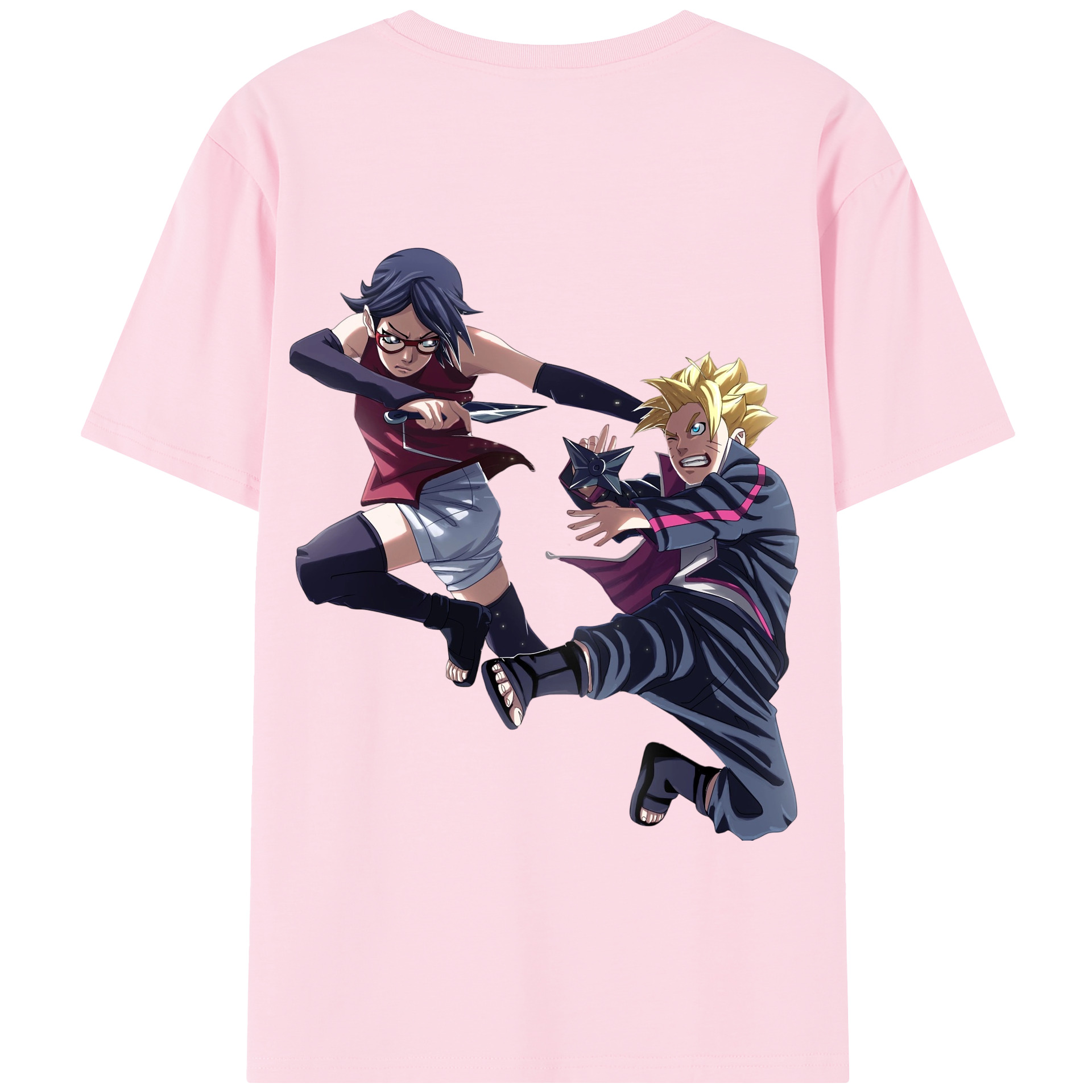 （画像用） NARUTO -ナルト- うちは サラダ Uchiha Sarada 綿100％半袖Tシャツ（背面プリント）