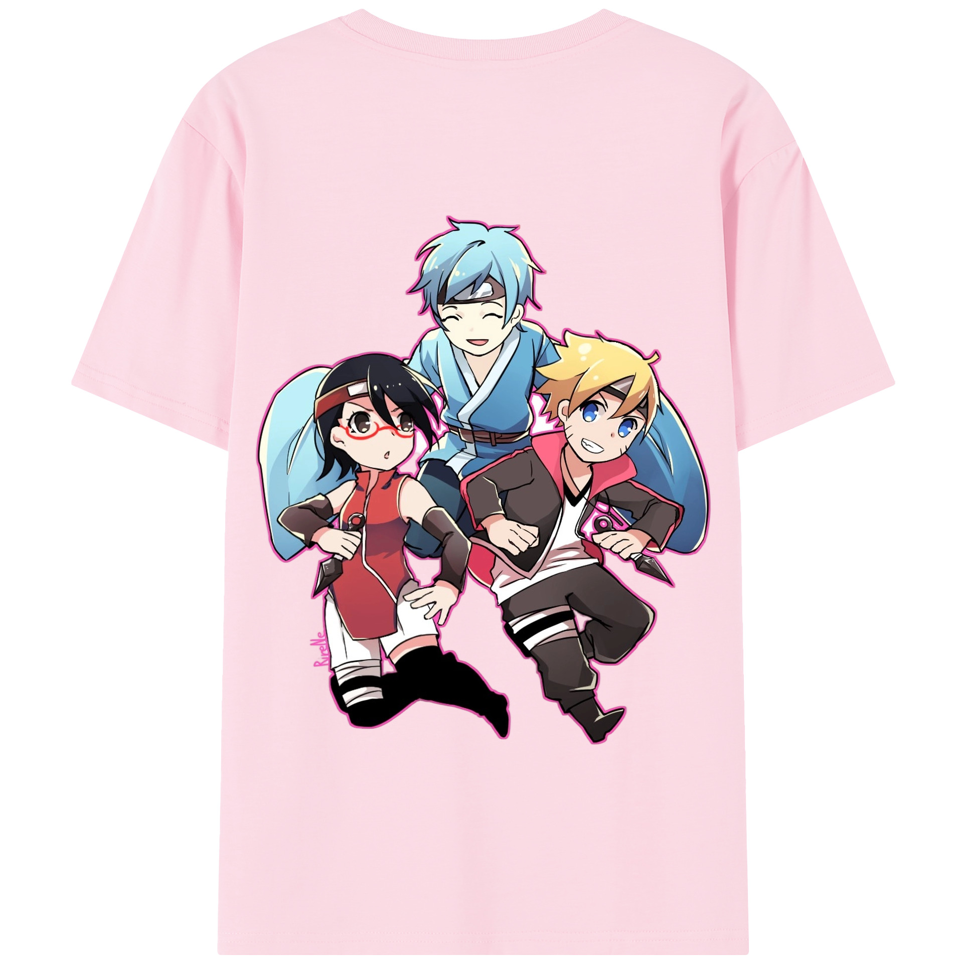 （画像用） NARUTO -ナルト- うちは サラダ Uchiha Sarada 綿100％半袖Tシャツ（背面プリント）