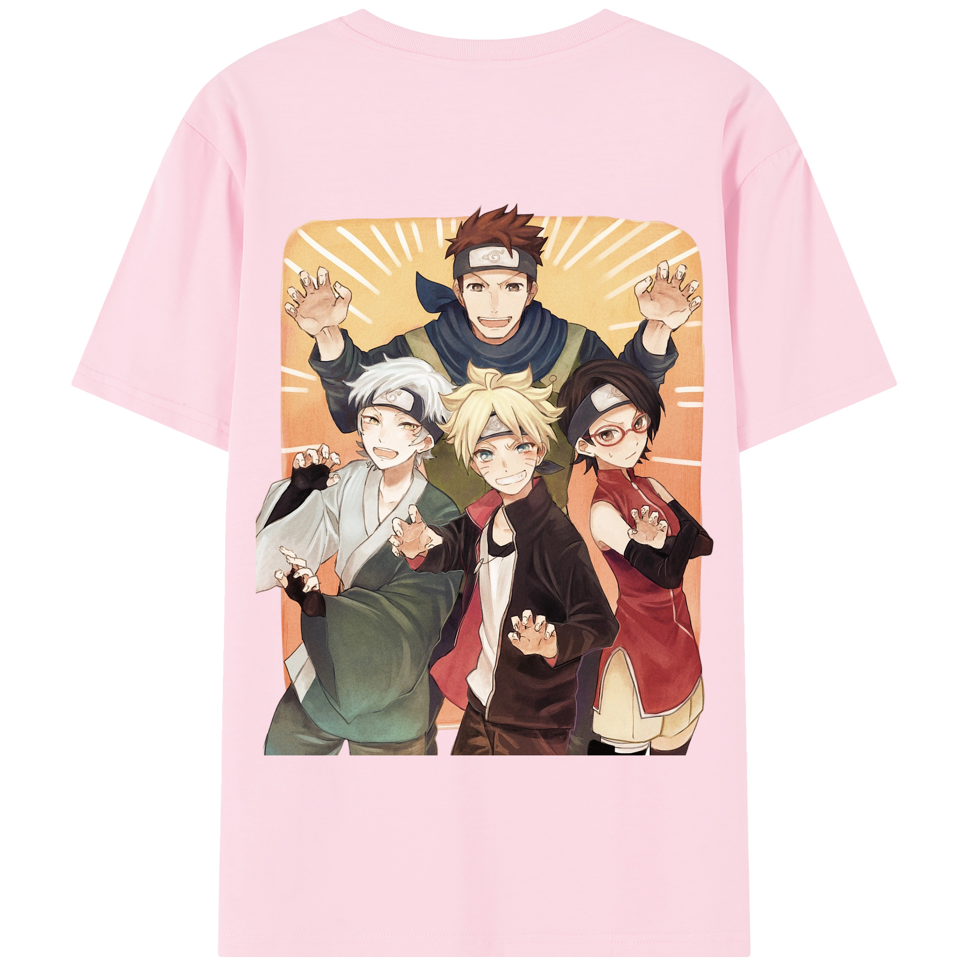 （画像用） NARUTO -ナルト- うちは サラダ Uchiha Sarada 綿100％半袖Tシャツ（背面プリント）