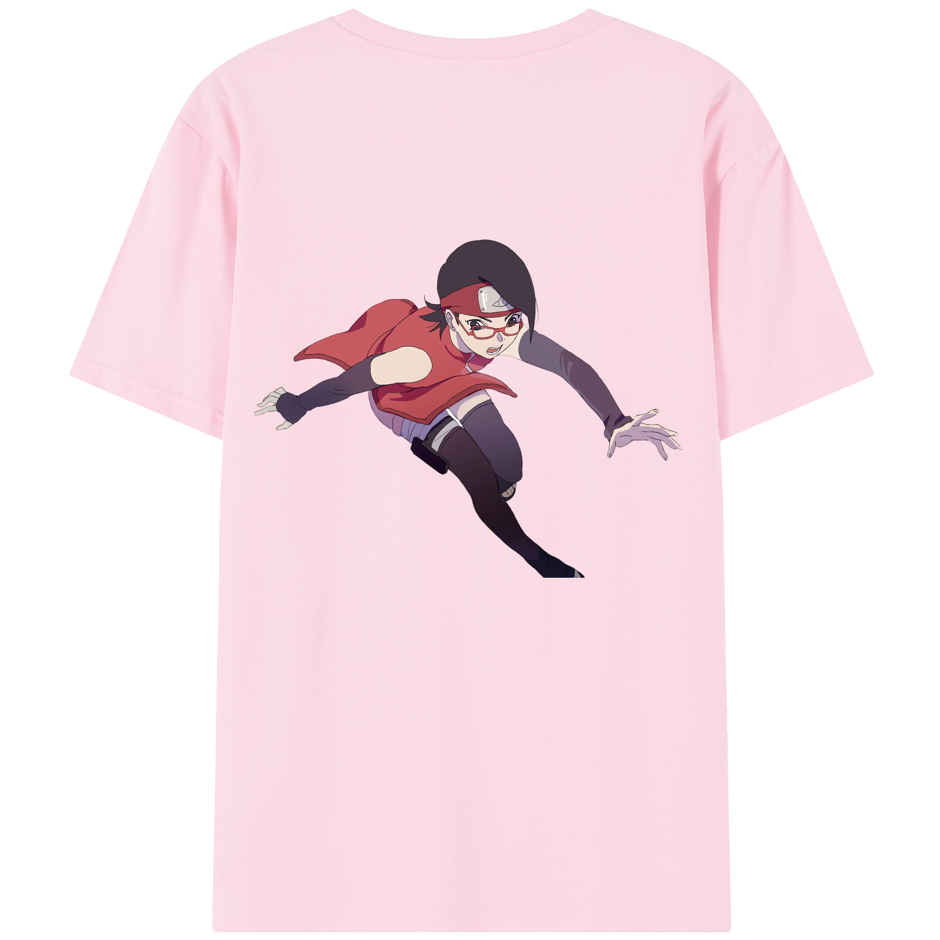 （画像用） NARUTO -ナルト- うちは サラダ Uchiha Sarada 綿100％半袖Tシャツ（背面プリント）