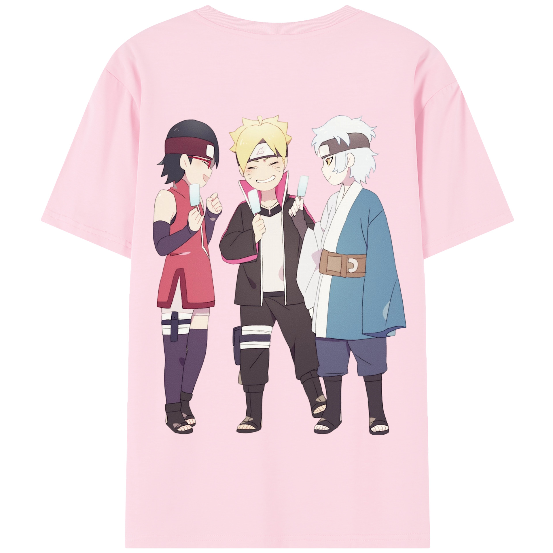 （画像用） NARUTO -ナルト- うちは サラダ Uchiha Sarada 綿100％半袖Tシャツ（背面プリント）