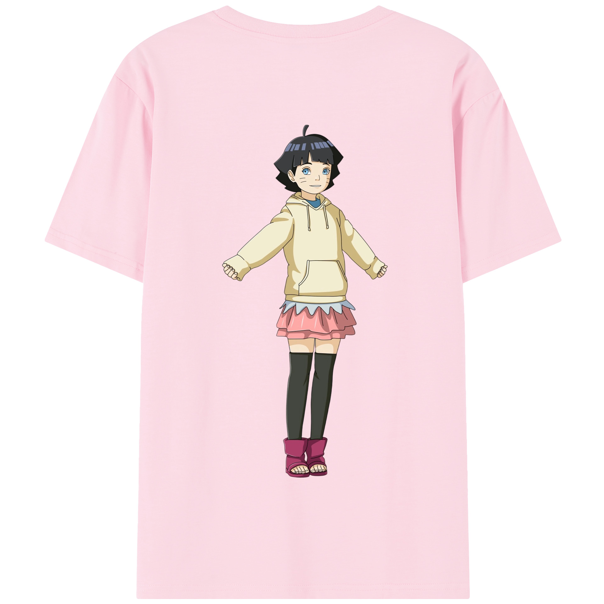 （画像用） NARUTO -ナルト- うずまき ヒマワリ Uzumaki Himawari 綿100％半袖Tシャツ（背面プリント）