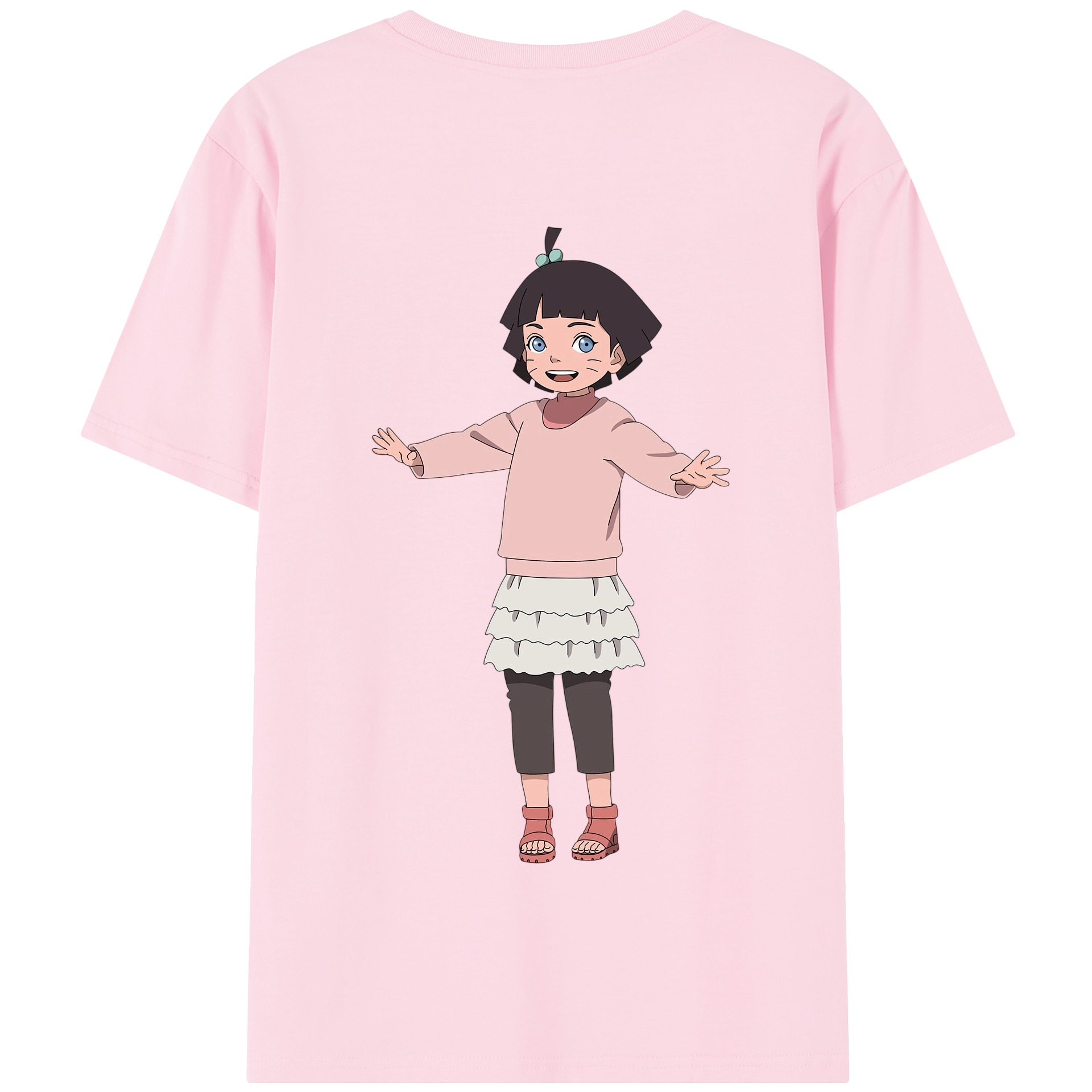 （画像用） NARUTO -ナルト- うずまき ヒマワリ Uzumaki Himawari 綿100％半袖Tシャツ（背面プリント）