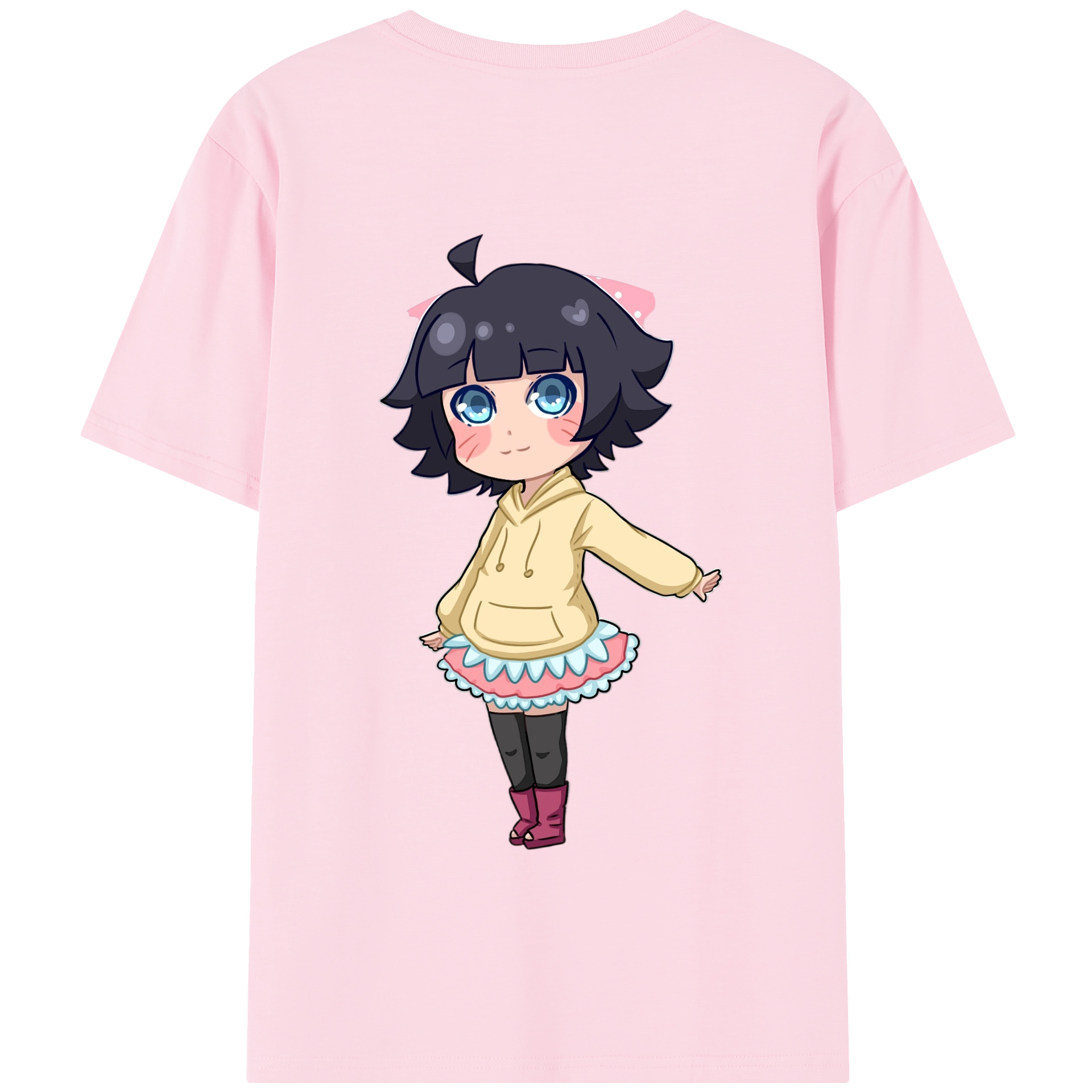（画像用） NARUTO -ナルト- うずまき ヒマワリ Uzumaki Himawari 綿100％半袖Tシャツ（背面プリント）