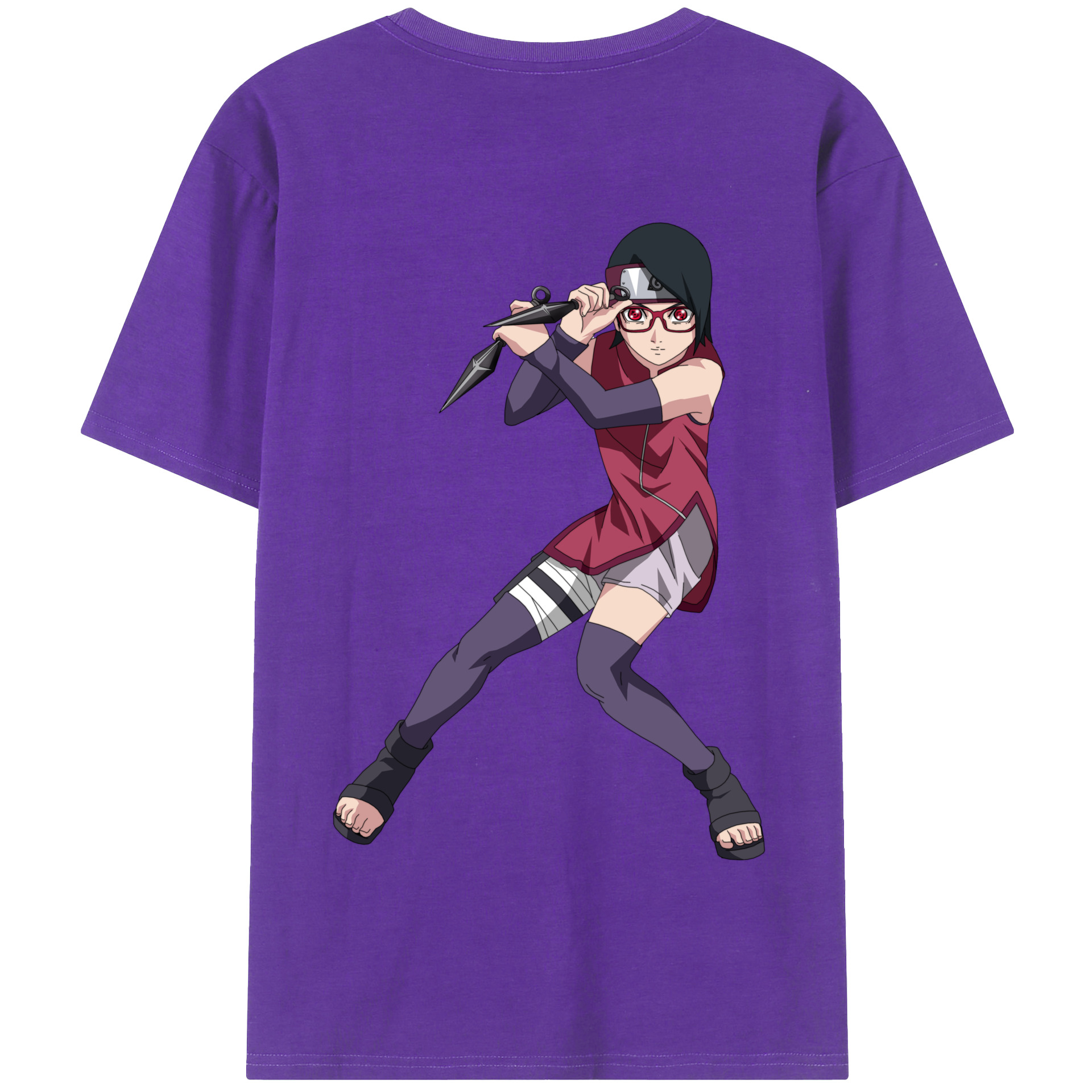 （画像用） NARUTO -ナルト- うちは サラダ Uchiha Sarada 綿100％半袖Tシャツ（背面プリント）