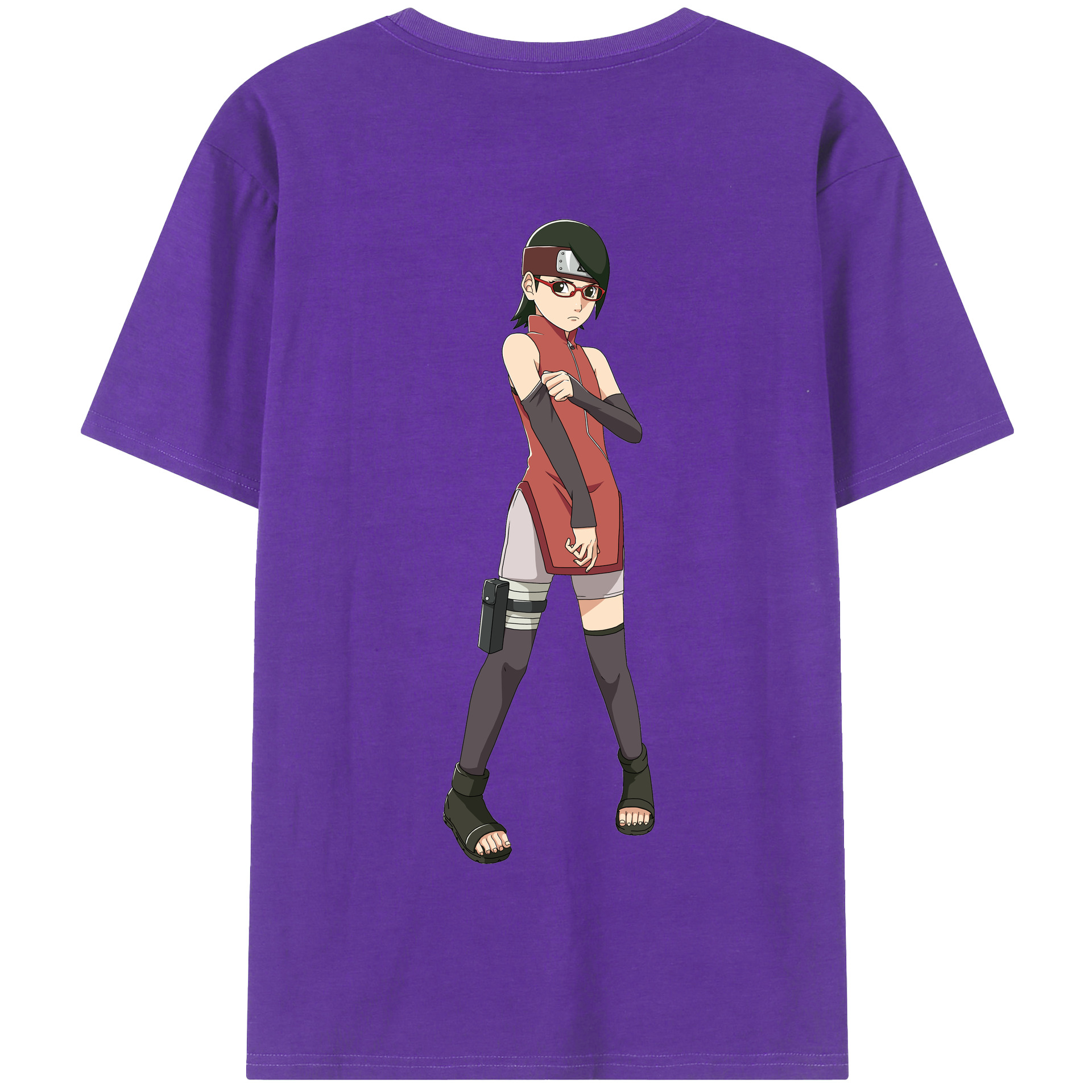 （画像用） NARUTO -ナルト- うちは サラダ Uchiha Sarada 綿100％半袖Tシャツ（背面プリント）