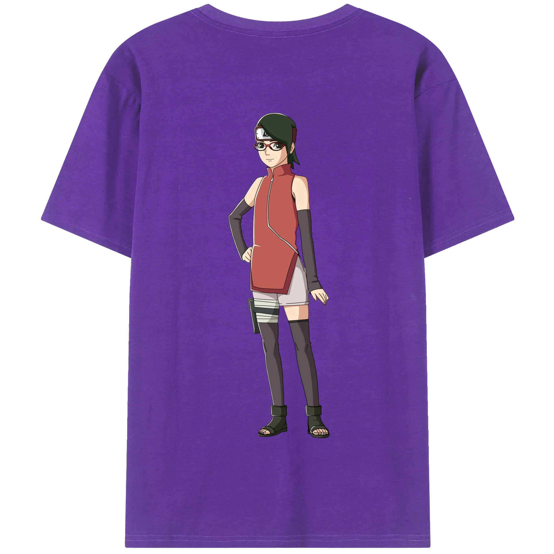 （画像用） NARUTO -ナルト- うちは サラダ Uchiha Sarada 綿100％半袖Tシャツ（背面プリント）