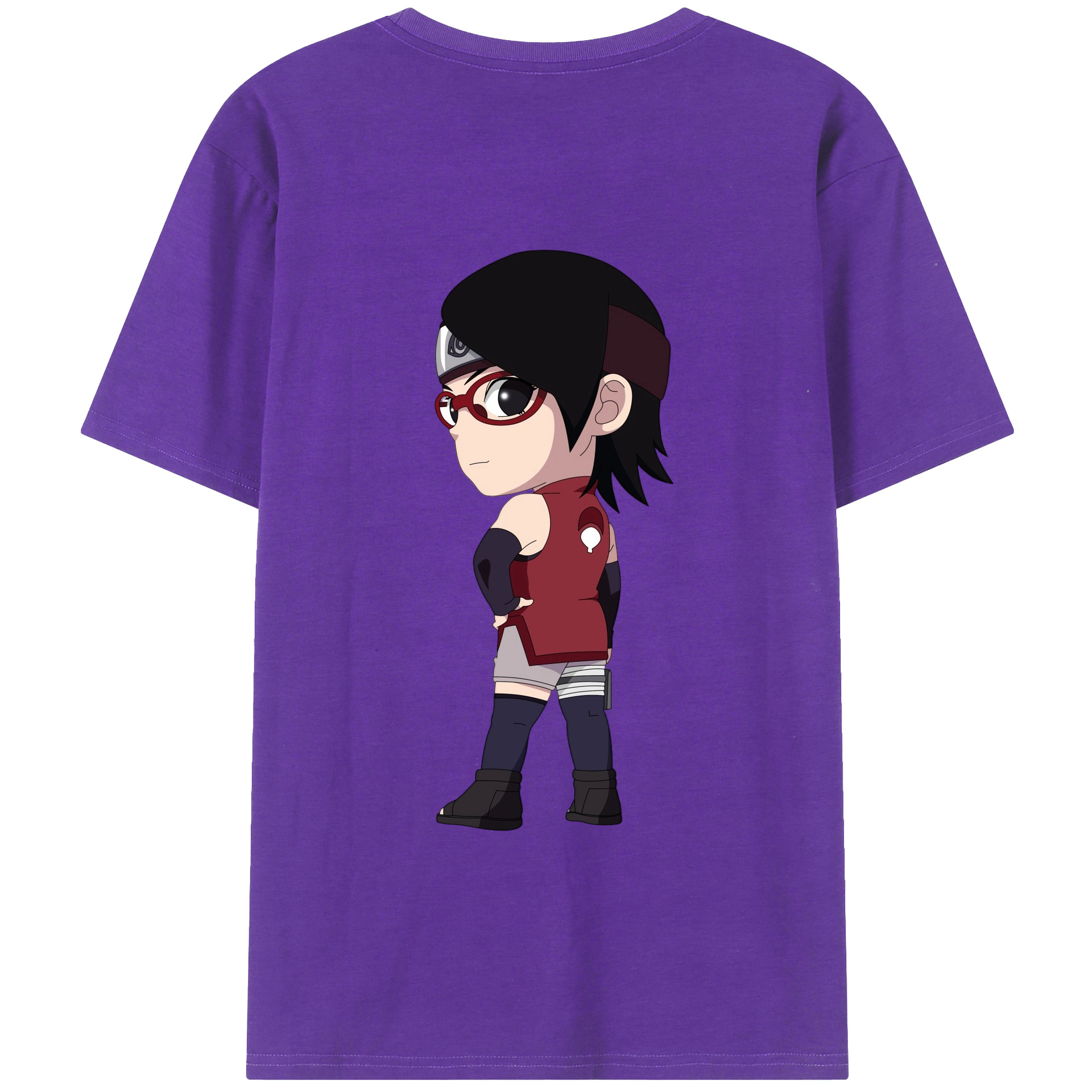 （画像用） NARUTO -ナルト- うちは サラダ Uchiha Sarada 綿100％半袖Tシャツ（背面プリント）