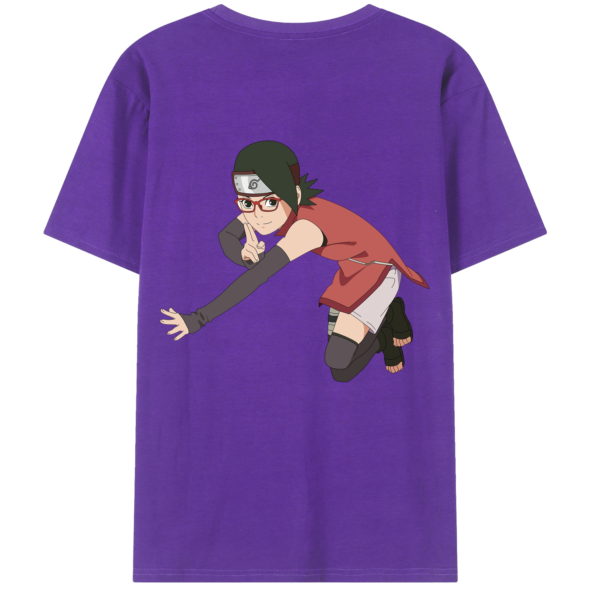 （画像用） NARUTO -ナルト- うちは サラダ Uchiha Sarada 綿100％半袖Tシャツ（背面プリント）