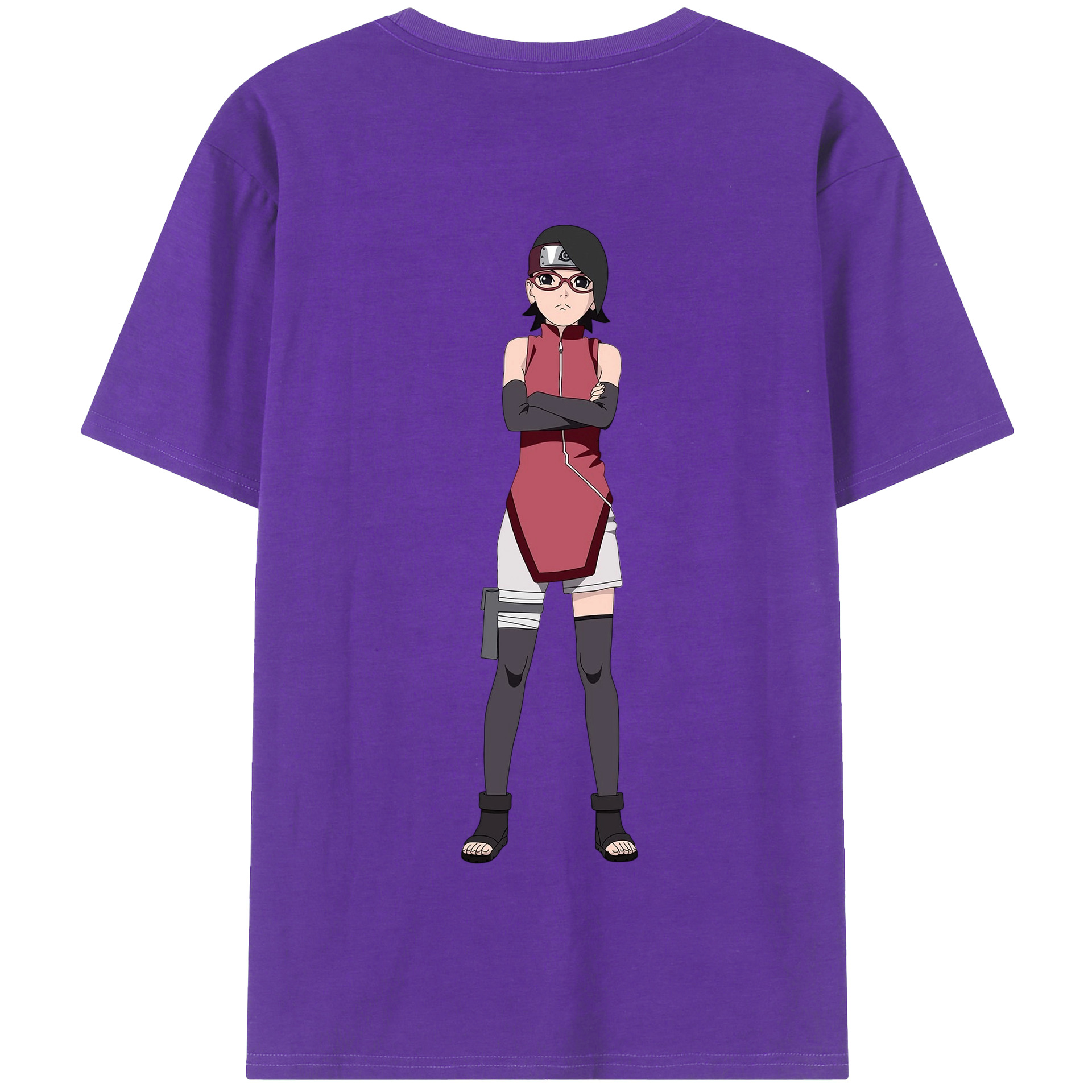 （画像用） NARUTO -ナルト- うちは サラダ Uchiha Sarada 綿100％半袖Tシャツ（背面プリント）