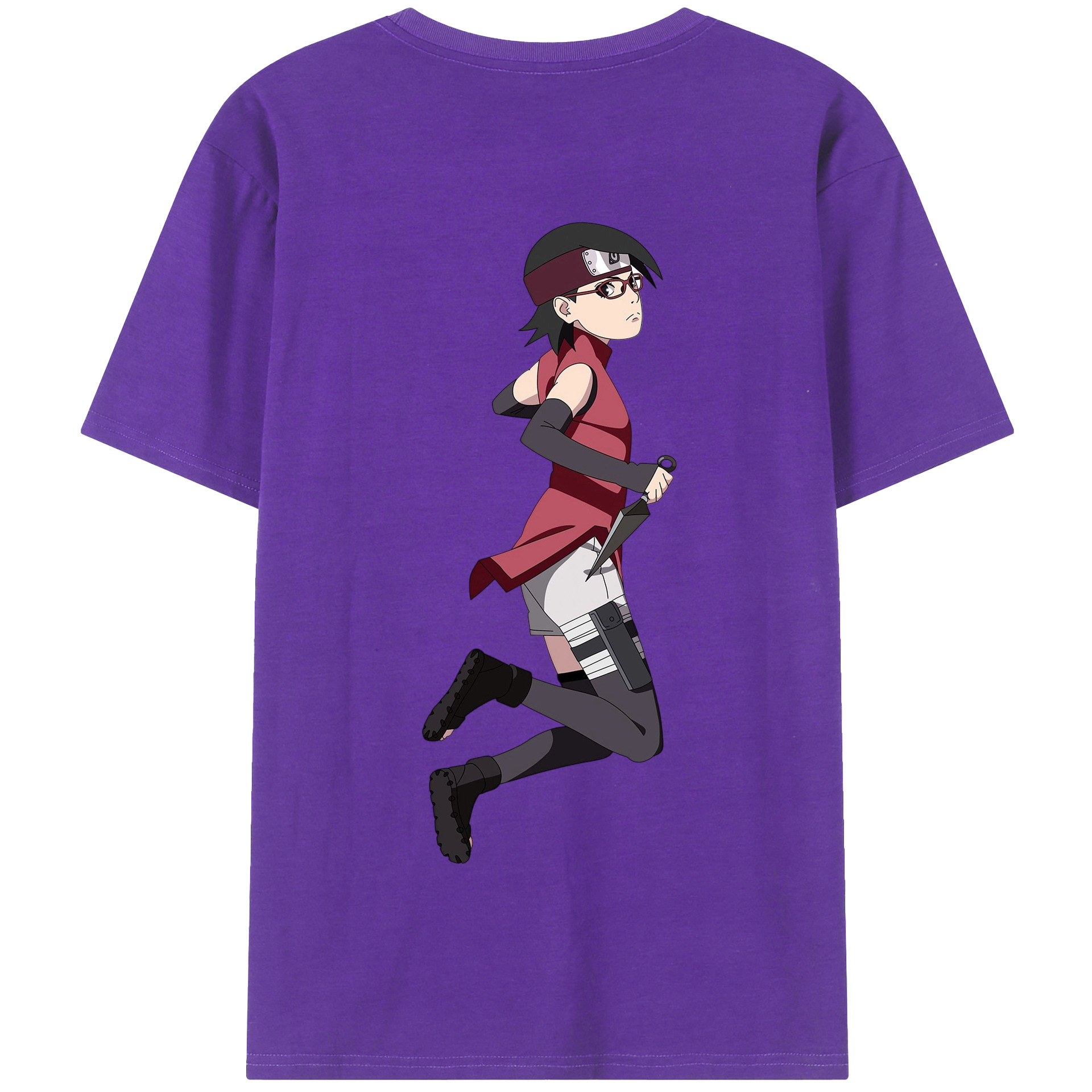 （画像用） NARUTO -ナルト- うちは サラダ Uchiha Sarada 綿100％半袖Tシャツ（背面プリント）