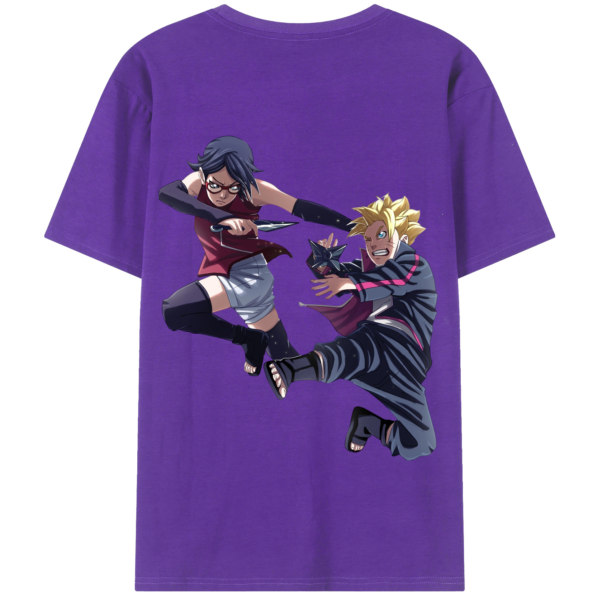 （画像用） NARUTO -ナルト- うちは サラダ Uchiha Sarada 綿100％半袖Tシャツ（背面プリント）