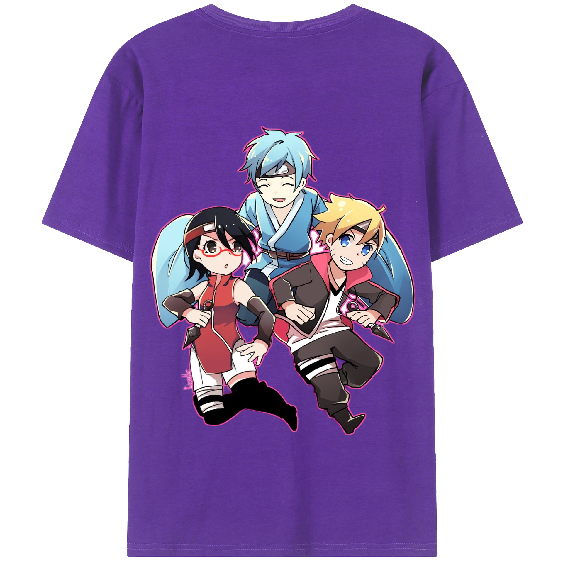 （画像用） NARUTO -ナルト- うちは サラダ Uchiha Sarada 綿100％半袖Tシャツ（背面プリント）