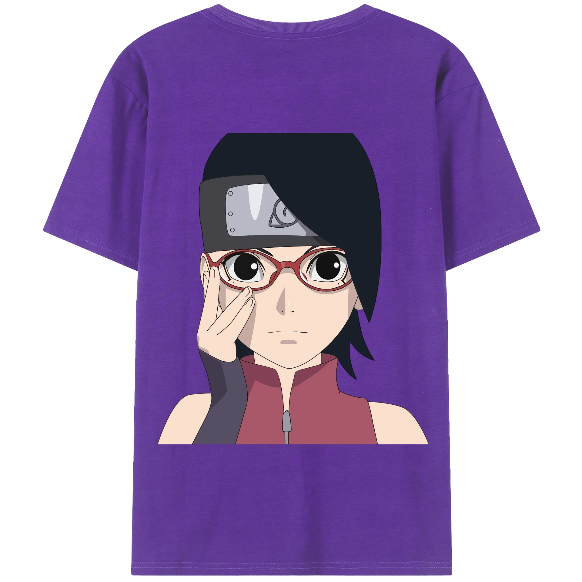 （画像用） NARUTO -ナルト- うちは サラダ Uchiha Sarada 綿100％半袖Tシャツ（背面プリント）
