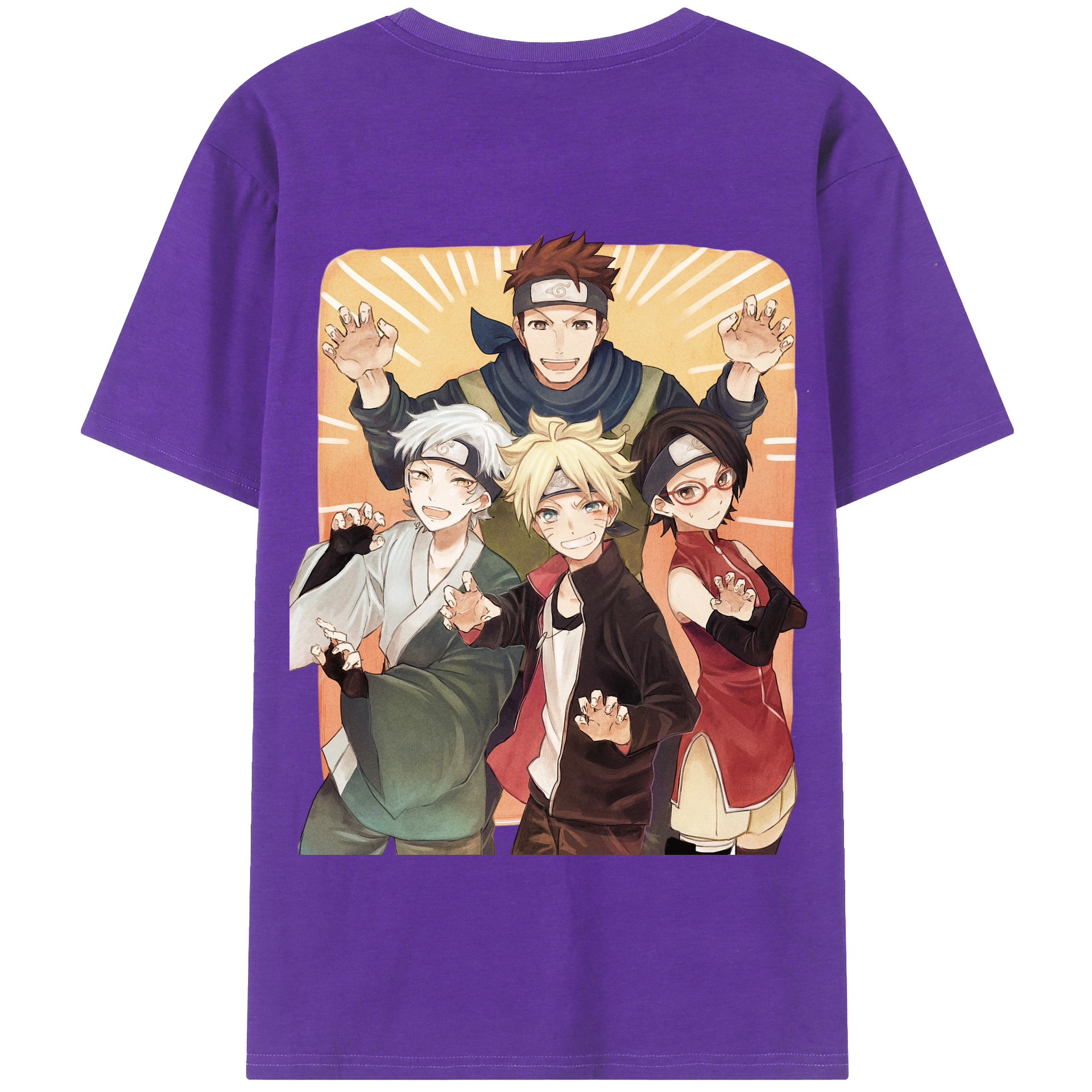 （画像用） NARUTO -ナルト- うちは サラダ Uchiha Sarada 綿100％半袖Tシャツ（背面プリント）