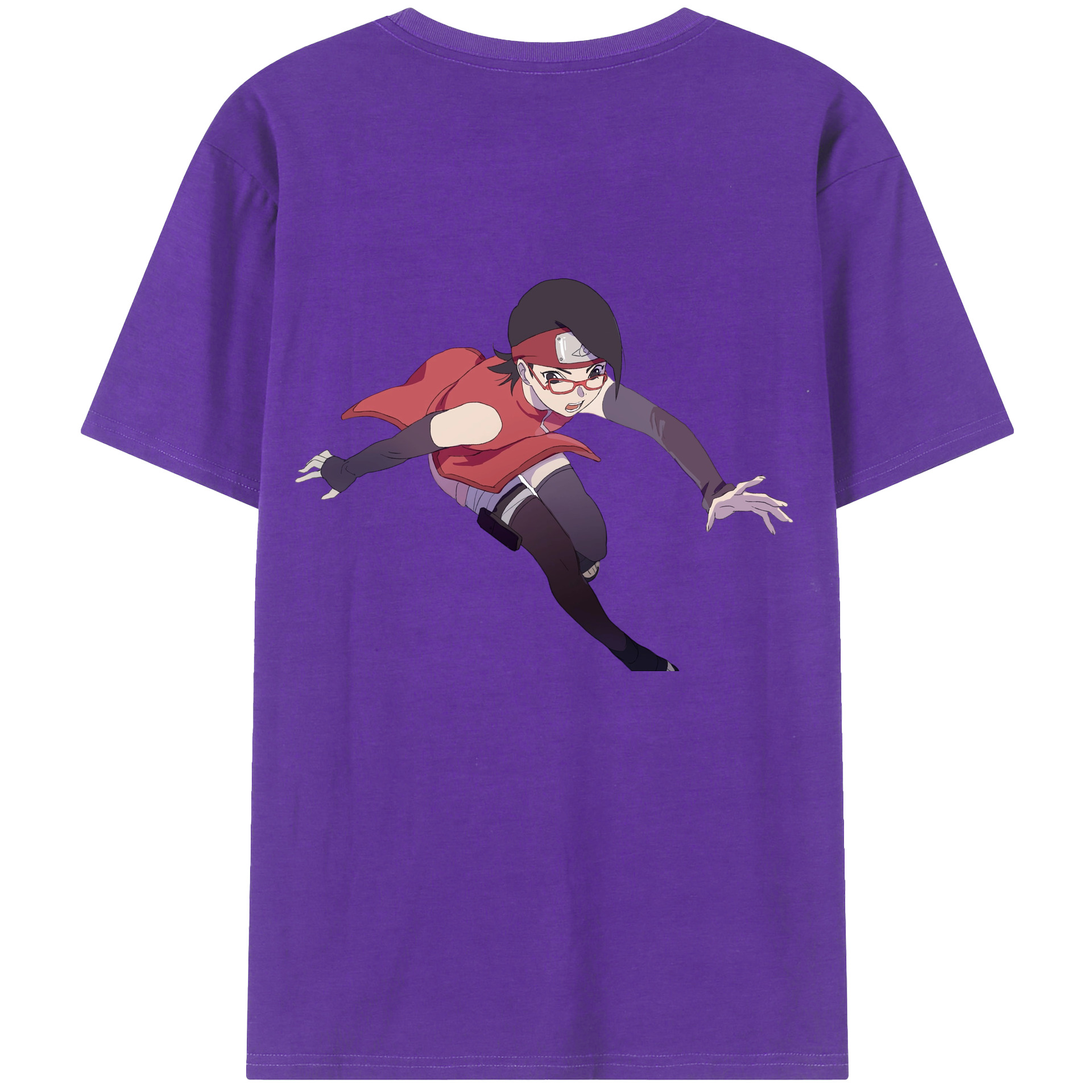 （画像用） NARUTO -ナルト- うちは サラダ Uchiha Sarada 綿100％半袖Tシャツ（背面プリント）