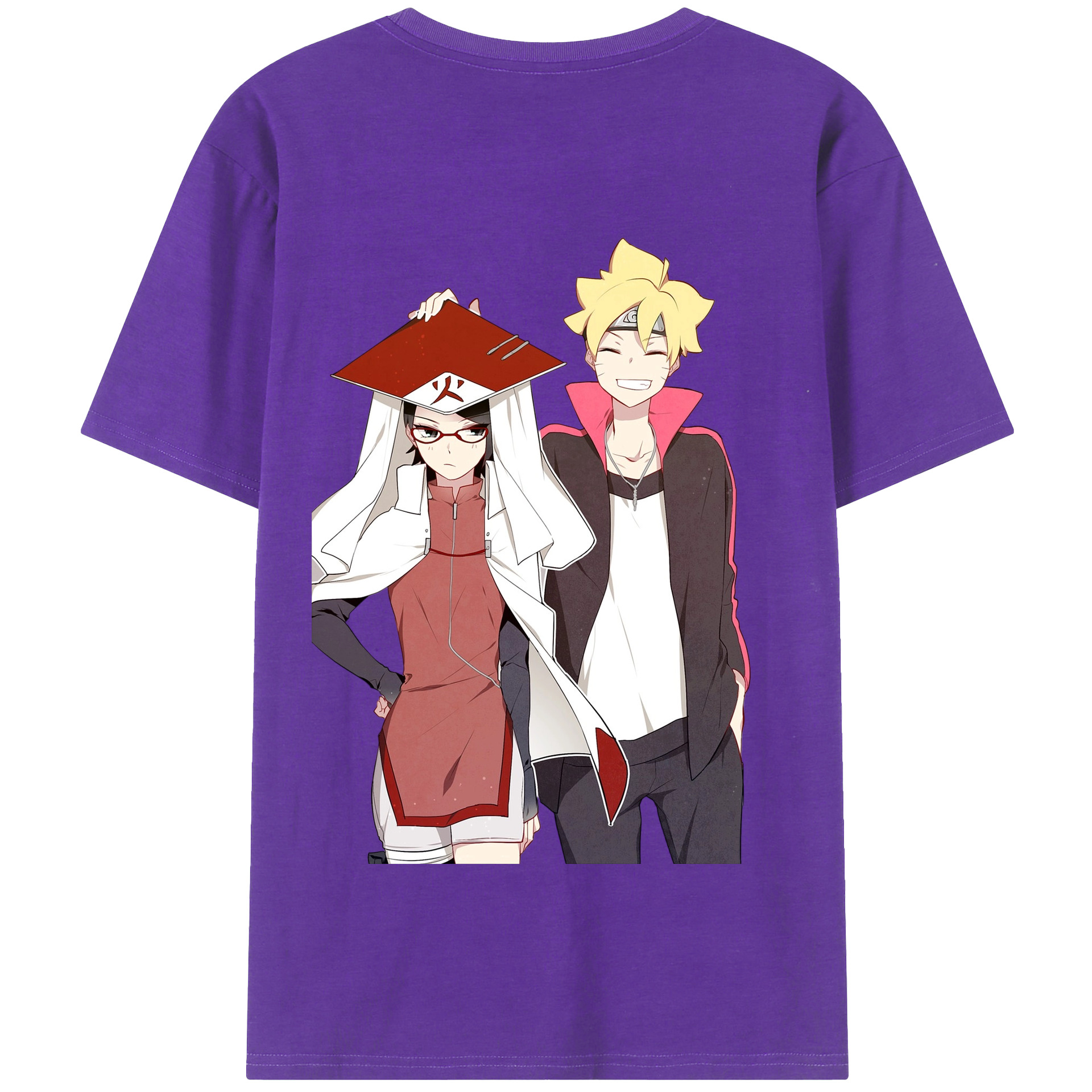 （画像用） NARUTO -ナルト- うちは サラダ Uchiha Sarada 綿100％半袖Tシャツ（背面プリント）