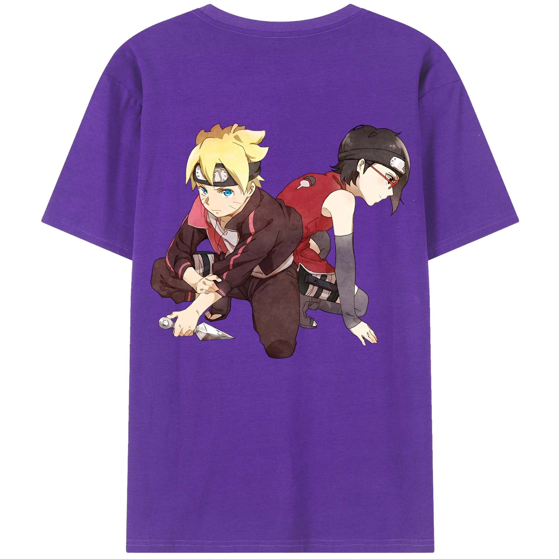 （画像用） NARUTO -ナルト- うちは サラダ Uchiha Sarada 綿100％半袖Tシャツ（背面プリント）