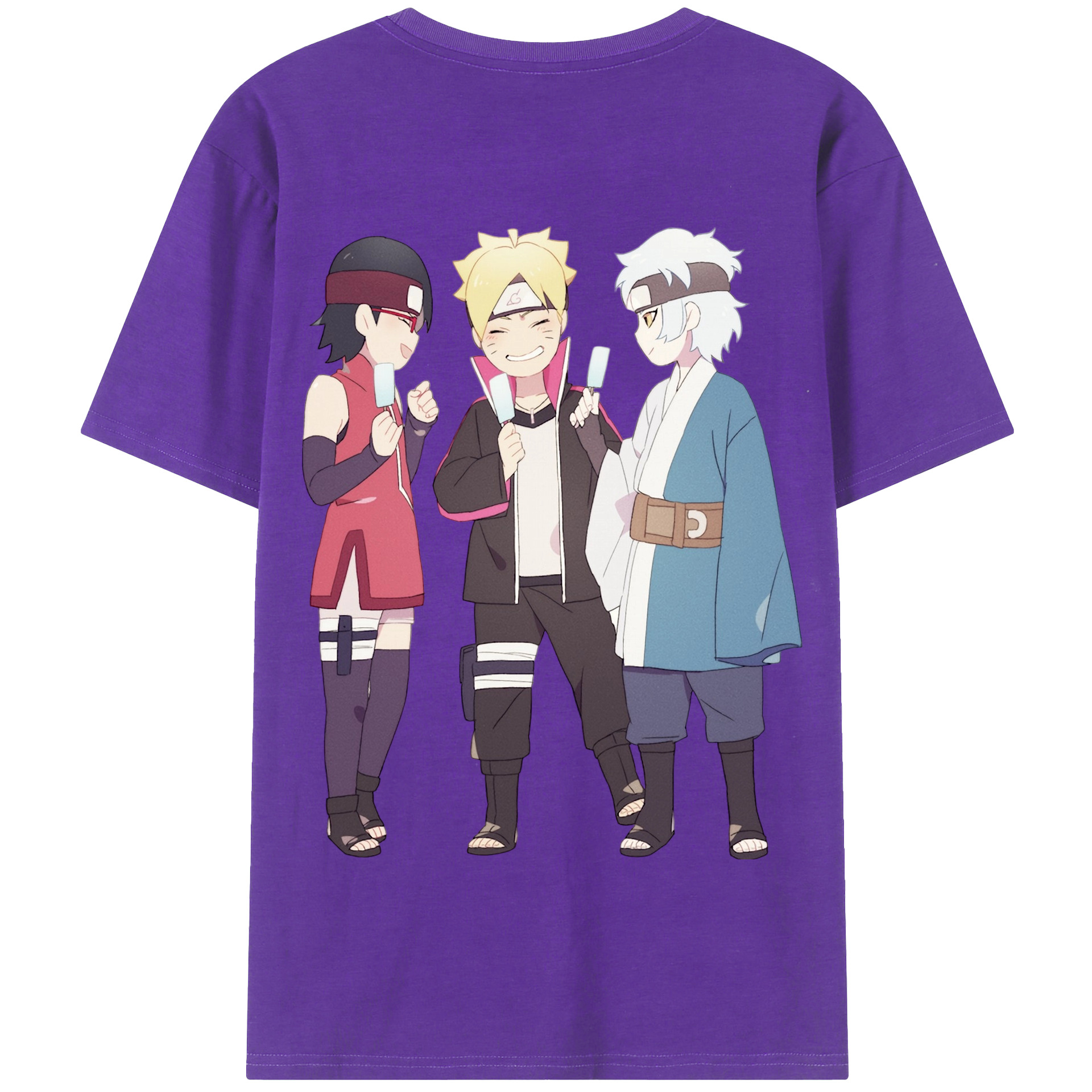 （画像用） NARUTO -ナルト- うちは サラダ Uchiha Sarada 綿100％半袖Tシャツ（背面プリント）