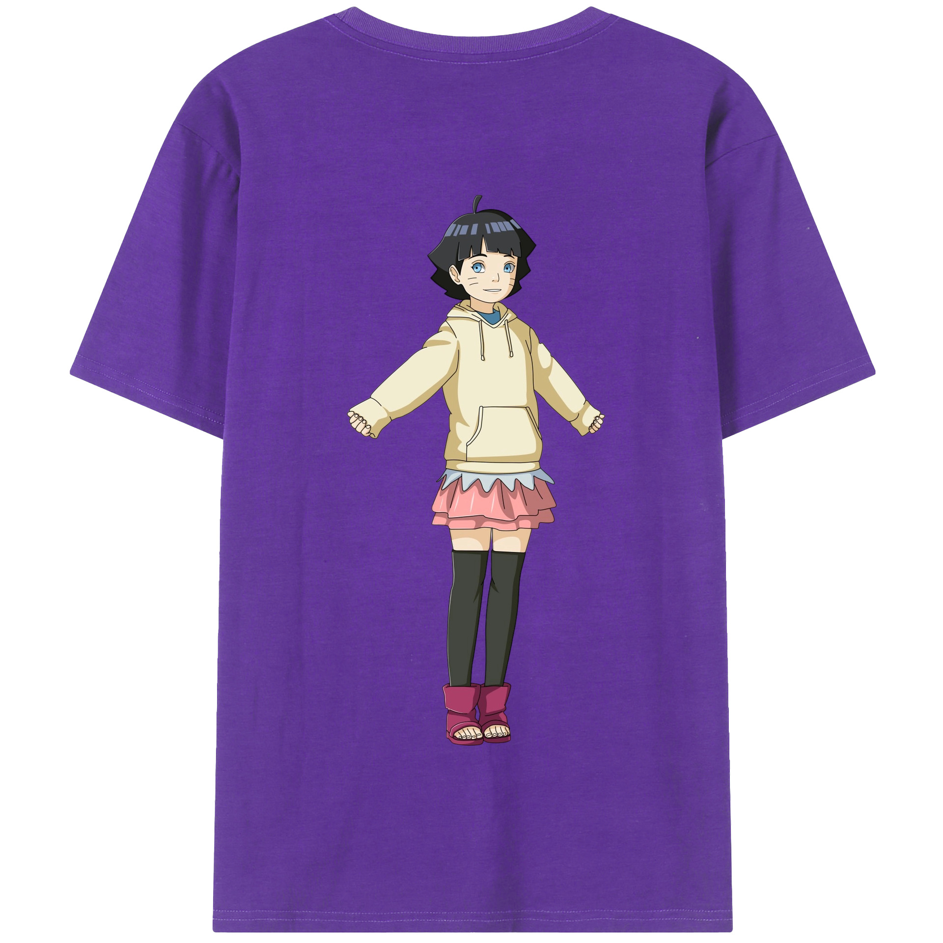 （画像用） NARUTO -ナルト- うずまき ヒマワリ Uzumaki Himawari 綿100％半袖Tシャツ（背面プリント）