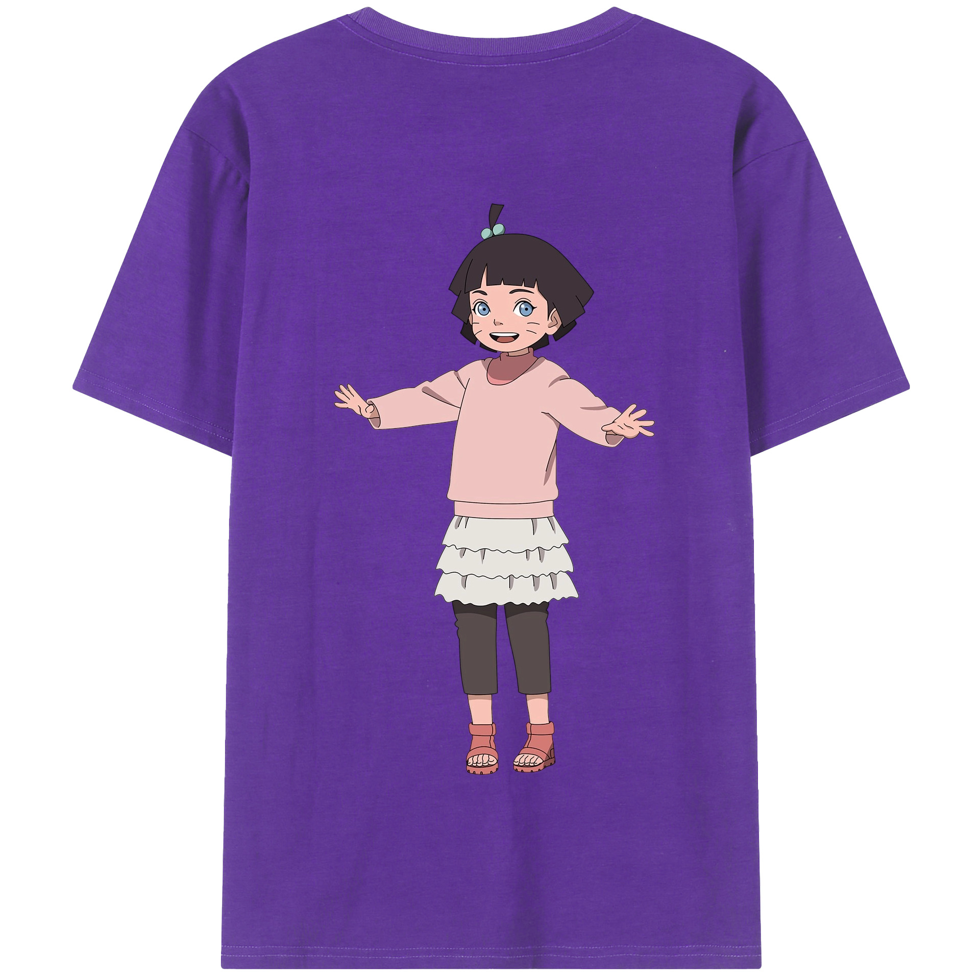 （画像用） NARUTO -ナルト- うずまき ヒマワリ Uzumaki Himawari 綿100％半袖Tシャツ（背面プリント）