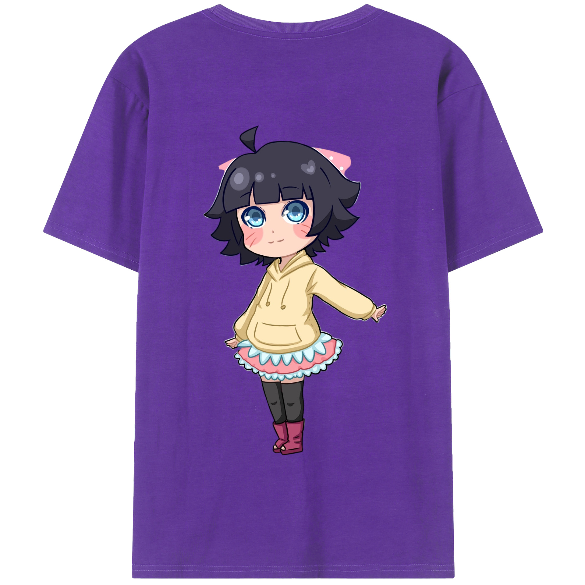 （画像用） NARUTO -ナルト- うずまき ヒマワリ Uzumaki Himawari 綿100％半袖Tシャツ（背面プリント）