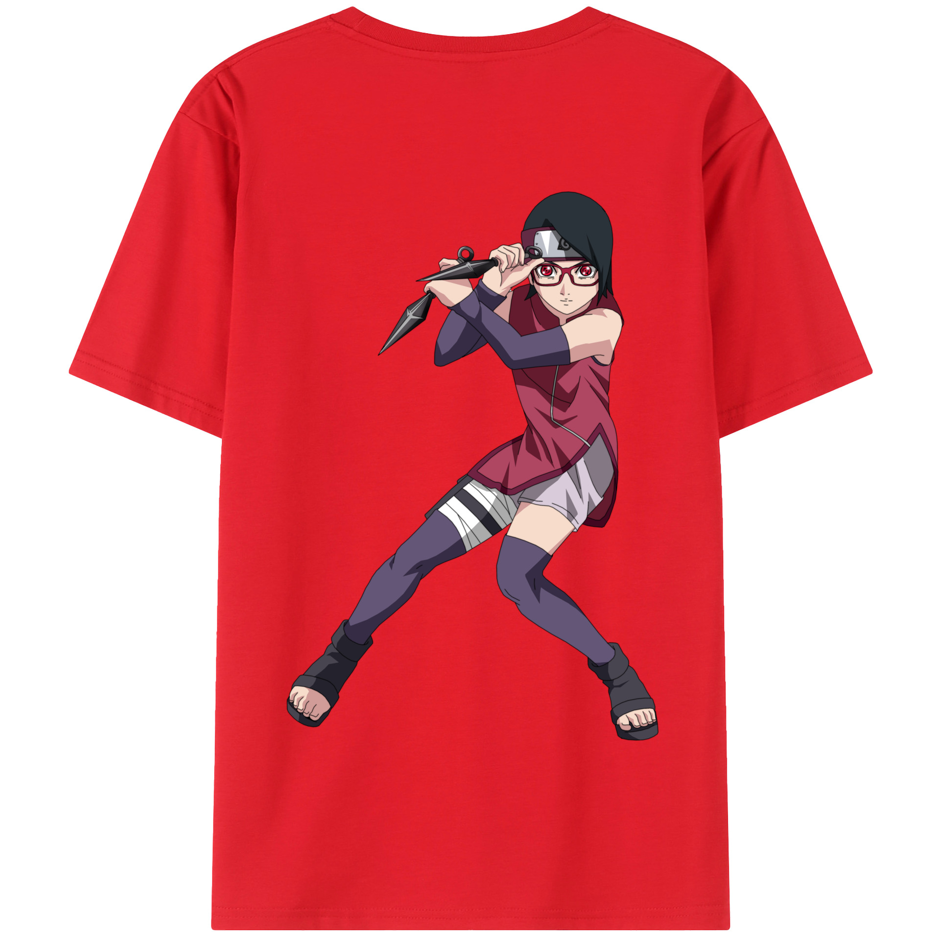 （画像用） NARUTO -ナルト- うちは サラダ Uchiha Sarada 綿100％半袖Tシャツ（背面プリント）
