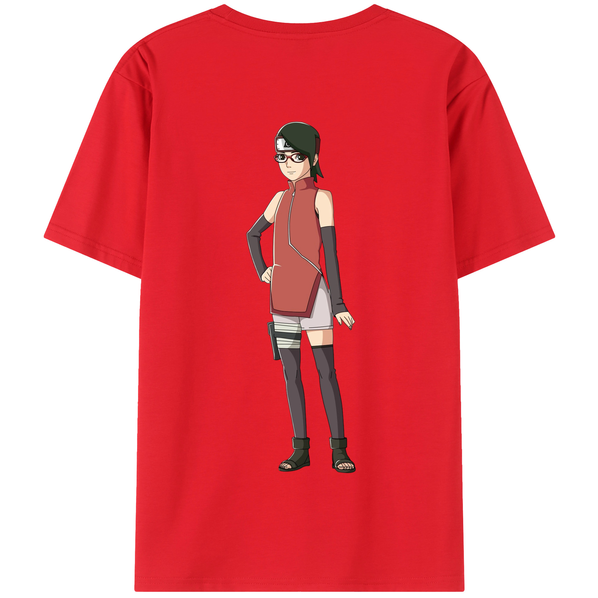 （画像用） NARUTO -ナルト- うちは サラダ Uchiha Sarada 綿100％半袖Tシャツ（背面プリント）