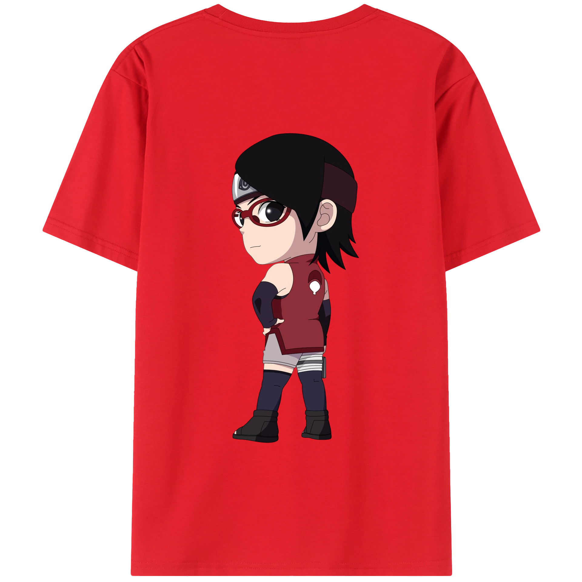 （画像用） NARUTO -ナルト- うちは サラダ Uchiha Sarada 綿100％半袖Tシャツ（背面プリント）