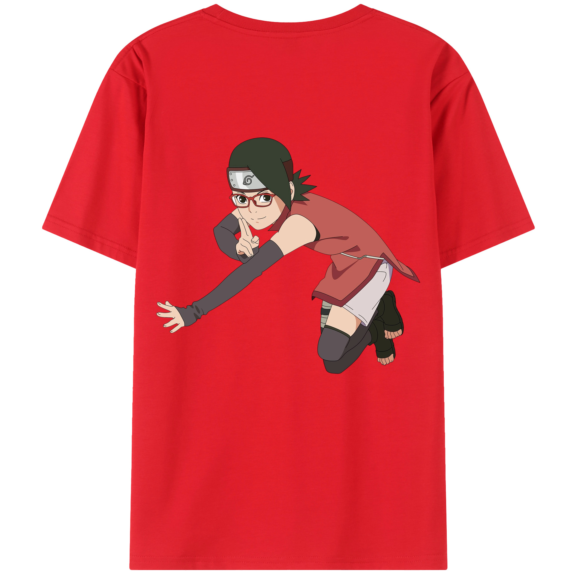 （画像用） NARUTO -ナルト- うちは サラダ Uchiha Sarada 綿100％半袖Tシャツ（背面プリント）