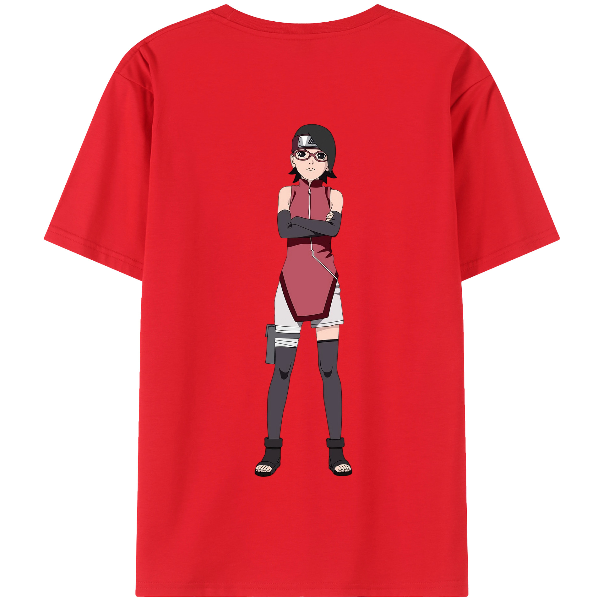 （画像用） NARUTO -ナルト- うちは サラダ Uchiha Sarada 綿100％半袖Tシャツ（背面プリント）