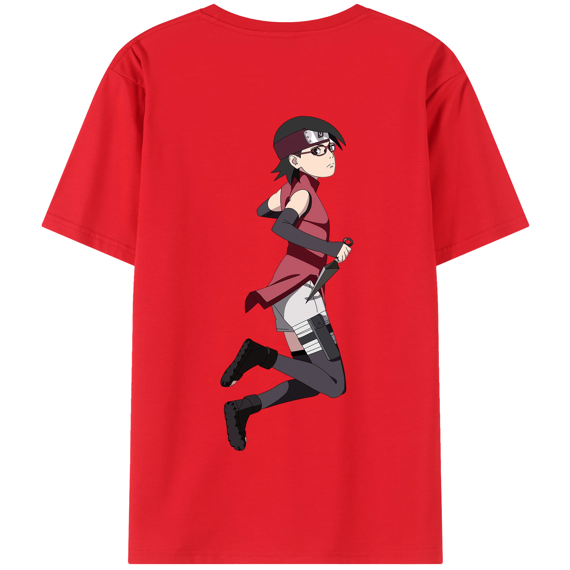 （画像用） NARUTO -ナルト- うちは サラダ Uchiha Sarada 綿100％半袖Tシャツ（背面プリント）