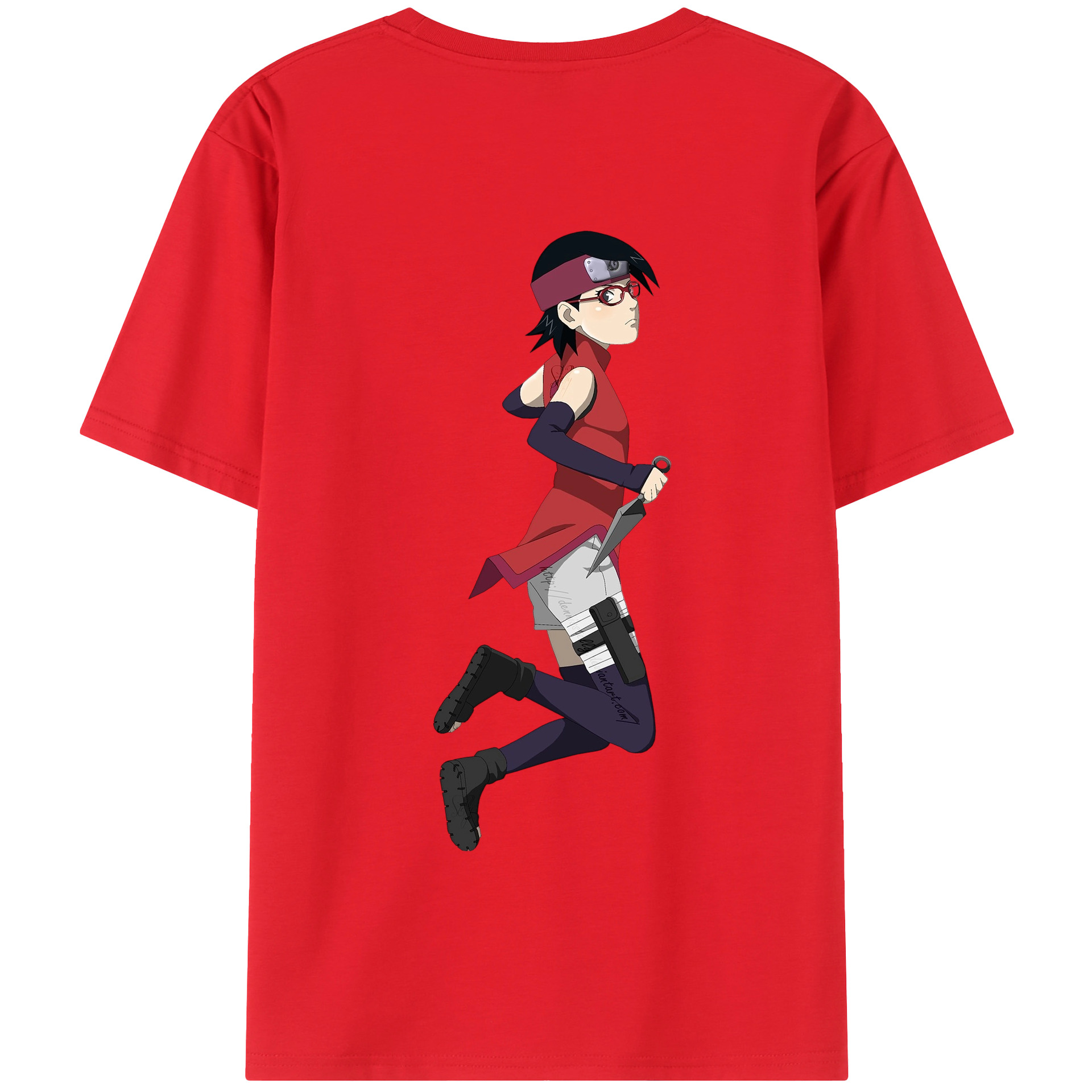 （画像用） NARUTO -ナルト- うちは サラダ Uchiha Sarada 綿100％半袖Tシャツ（背面プリント）