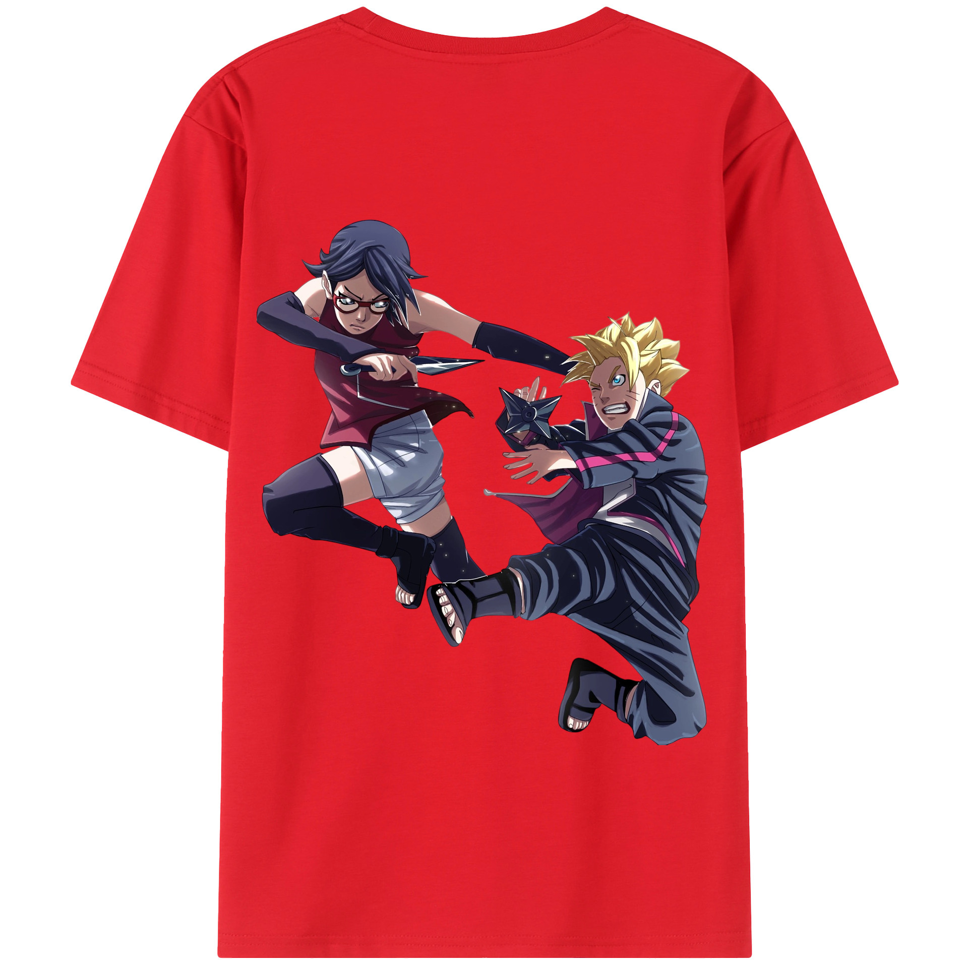 （画像用） NARUTO -ナルト- うちは サラダ Uchiha Sarada 綿100％半袖Tシャツ（背面プリント）