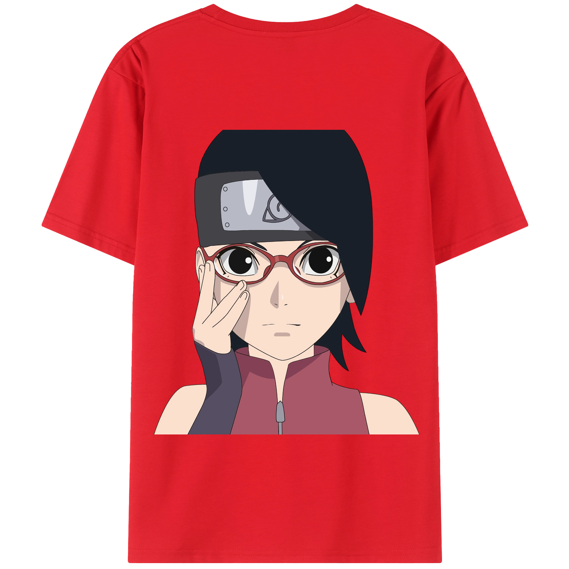 （画像用） NARUTO -ナルト- うちは サラダ Uchiha Sarada 綿100％半袖Tシャツ（背面プリント）