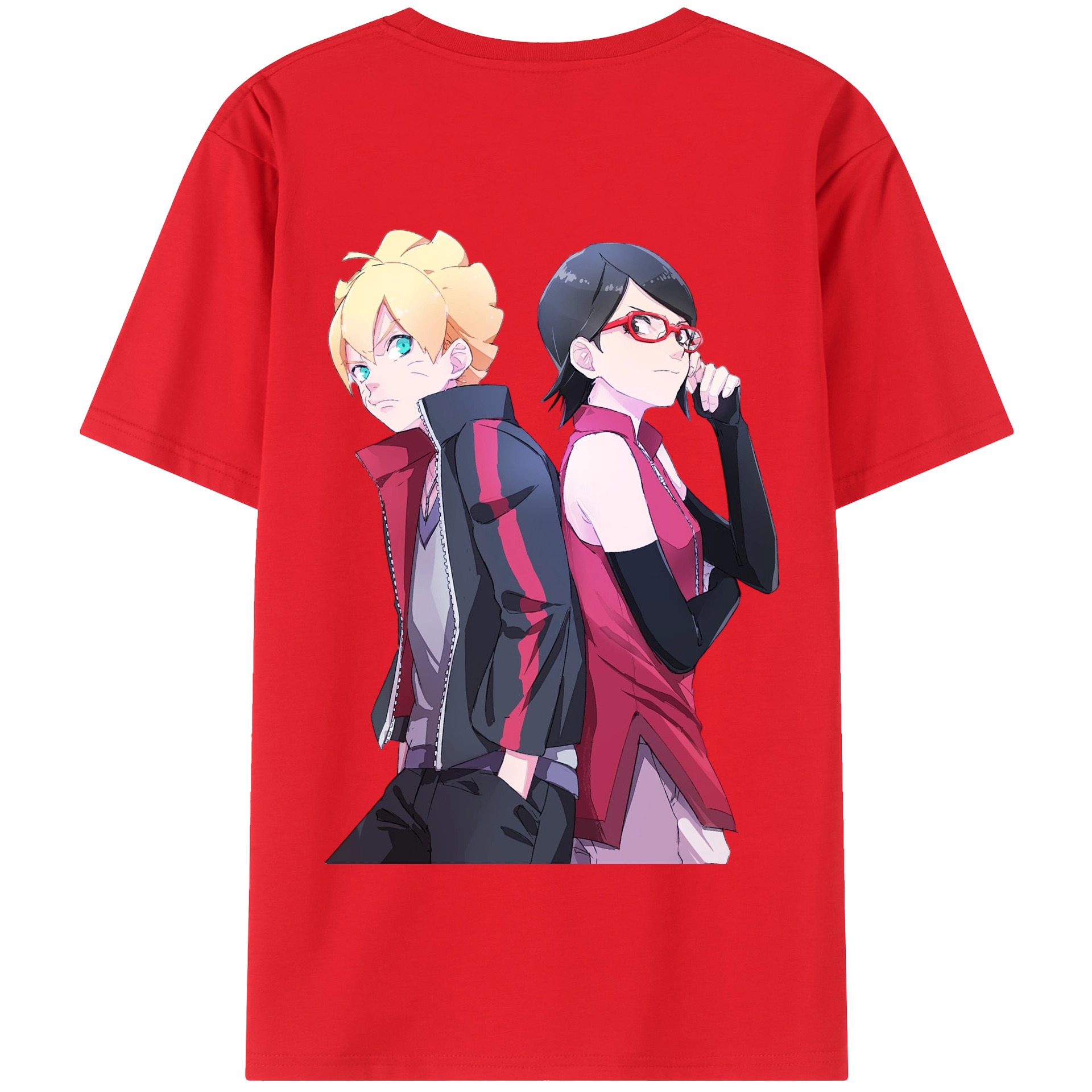 （画像用） NARUTO -ナルト- うちは サラダ Uchiha Sarada 綿100％半袖Tシャツ（背面プリント）