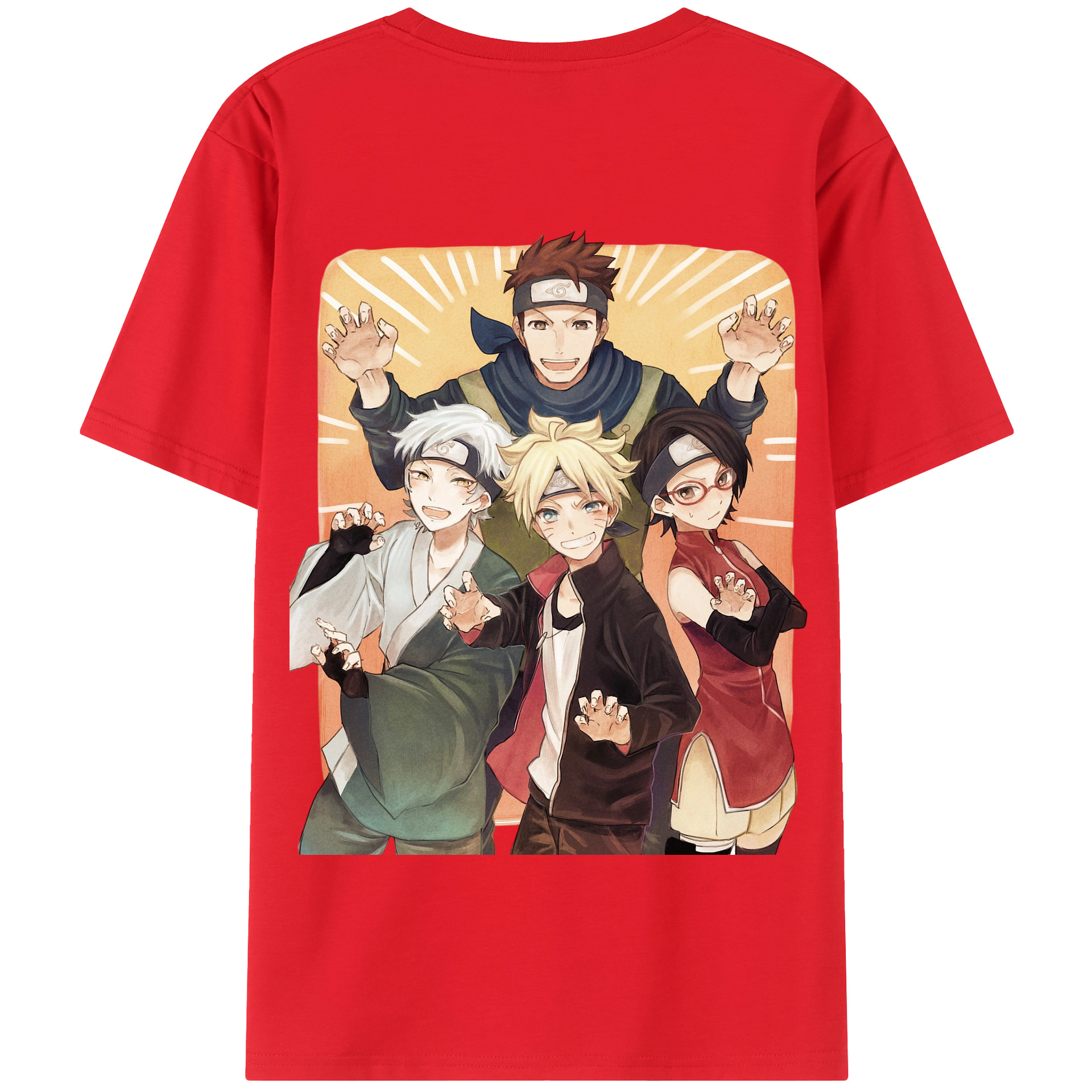 （画像用） NARUTO -ナルト- うちは サラダ Uchiha Sarada 綿100％半袖Tシャツ（背面プリント）