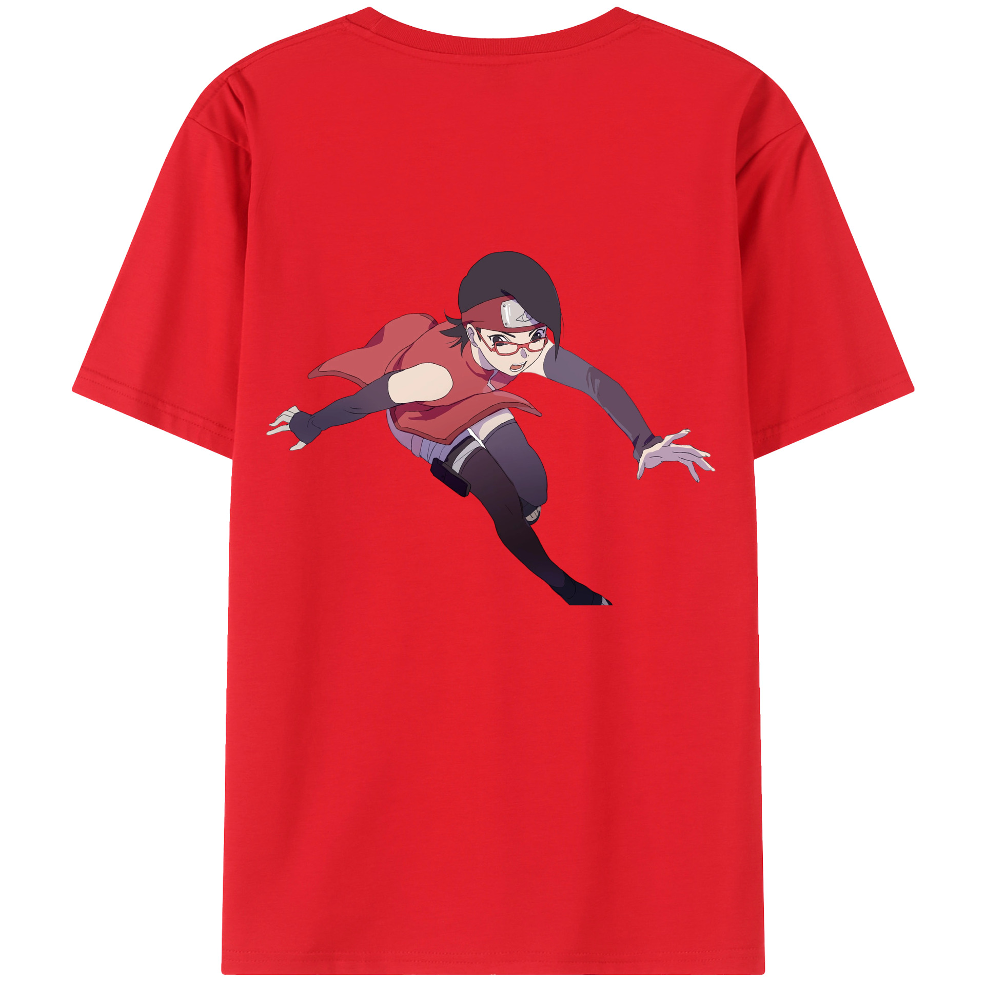 （画像用） NARUTO -ナルト- うちは サラダ Uchiha Sarada 綿100％半袖Tシャツ（背面プリント）
