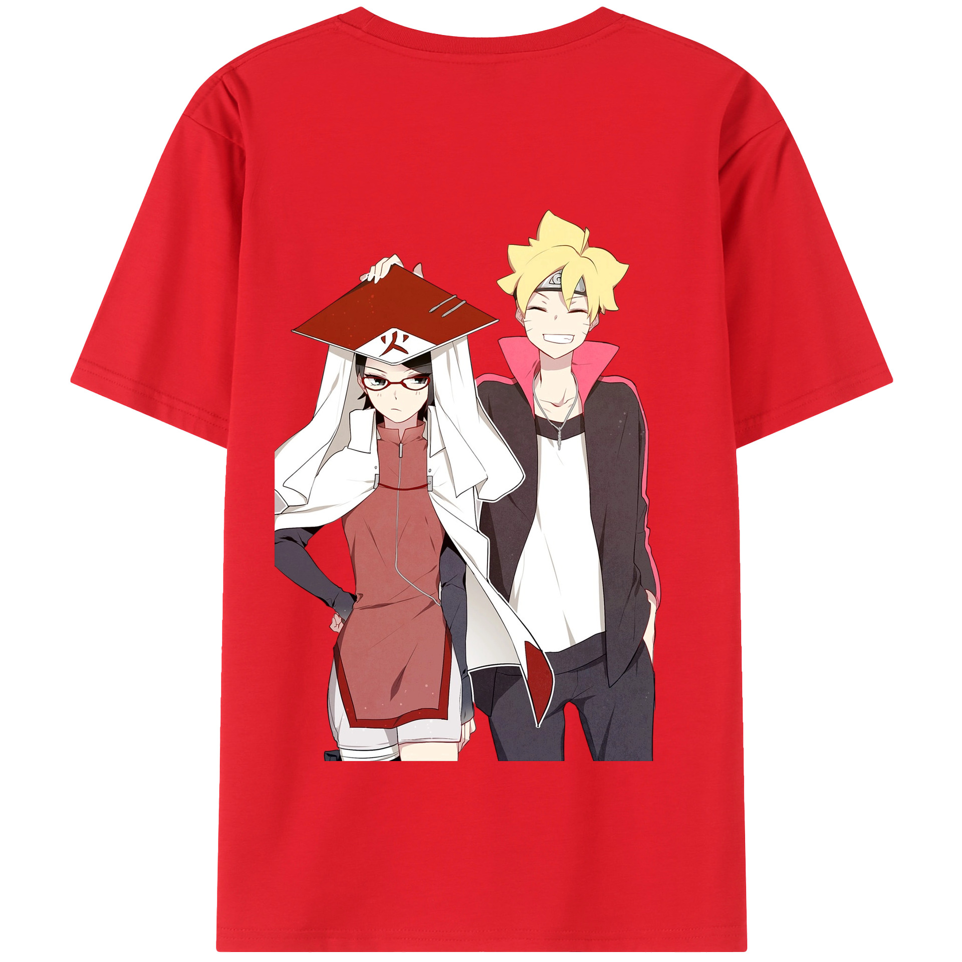 （画像用） NARUTO -ナルト- うちは サラダ Uchiha Sarada 綿100％半袖Tシャツ（背面プリント）