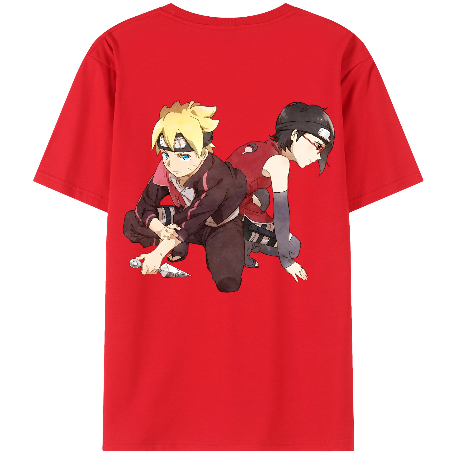 （画像用） NARUTO -ナルト- うちは サラダ Uchiha Sarada 綿100％半袖Tシャツ（背面プリント）
