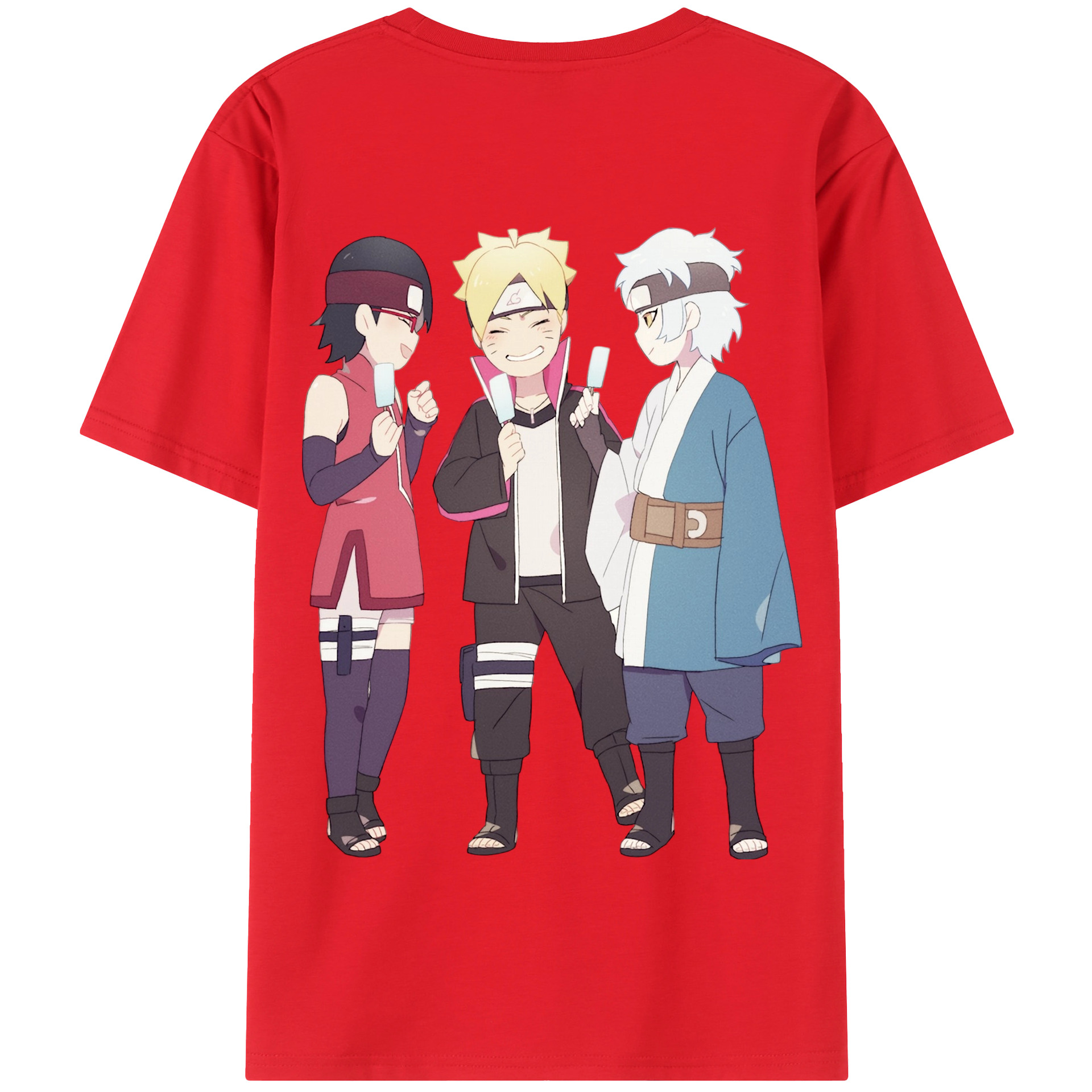 （画像用） NARUTO -ナルト- うちは サラダ Uchiha Sarada 綿100％半袖Tシャツ（背面プリント）