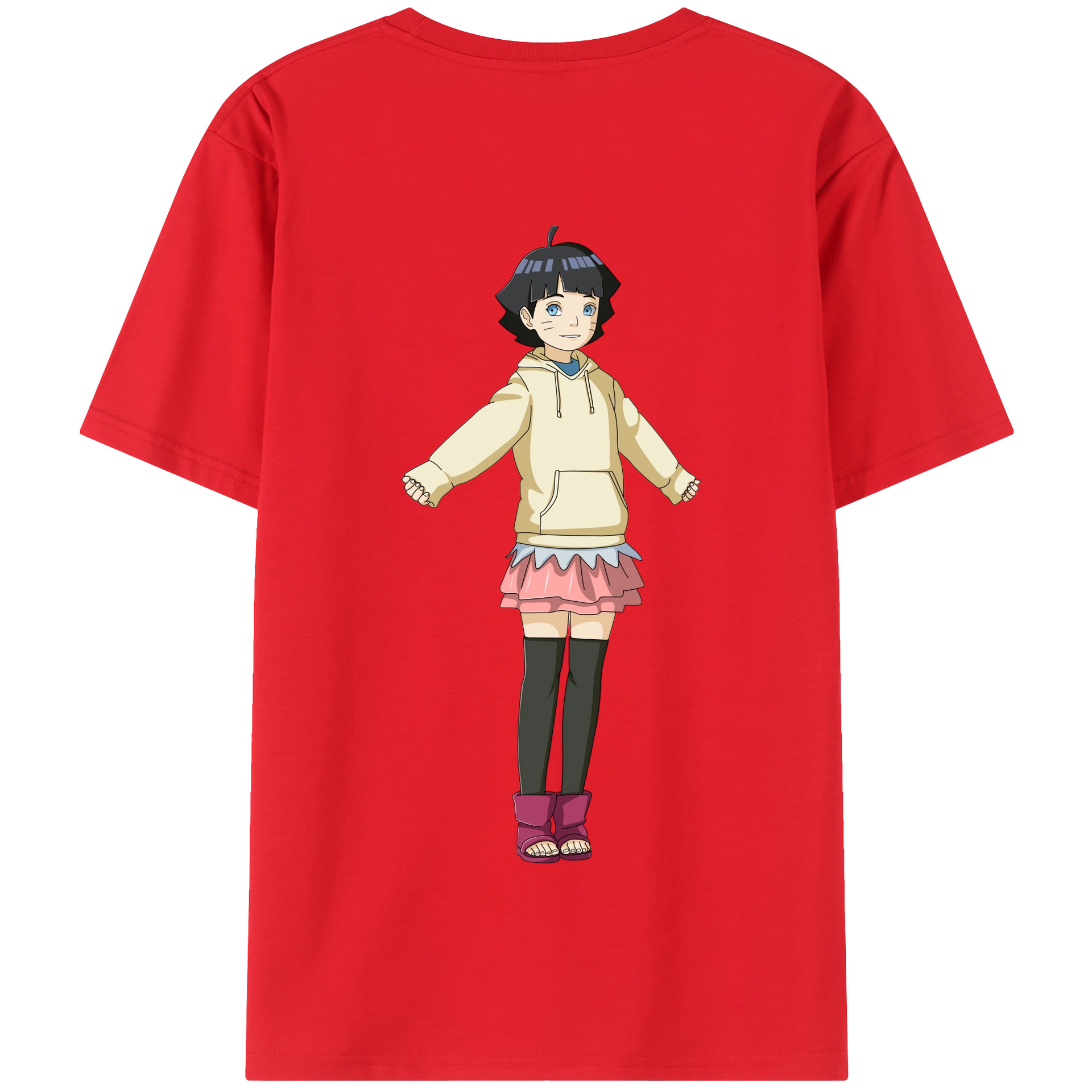 （画像用） NARUTO -ナルト- うずまき ヒマワリ Uzumaki Himawari 綿100％半袖Tシャツ（背面プリント）