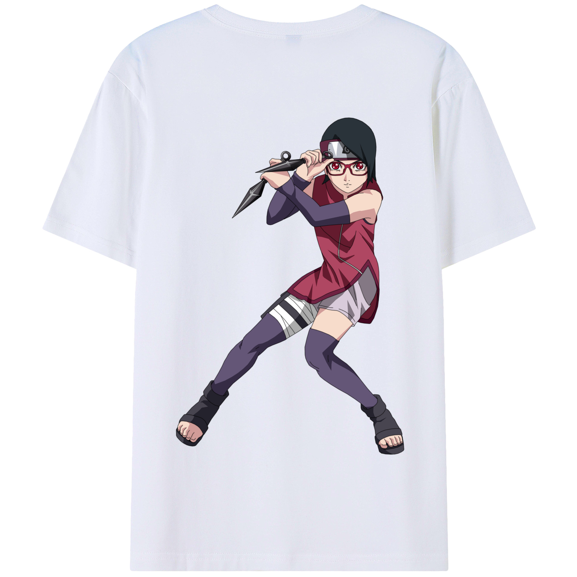 （画像用） NARUTO -ナルト- うちは サラダ Uchiha Sarada 綿100％半袖Tシャツ（背面プリント）