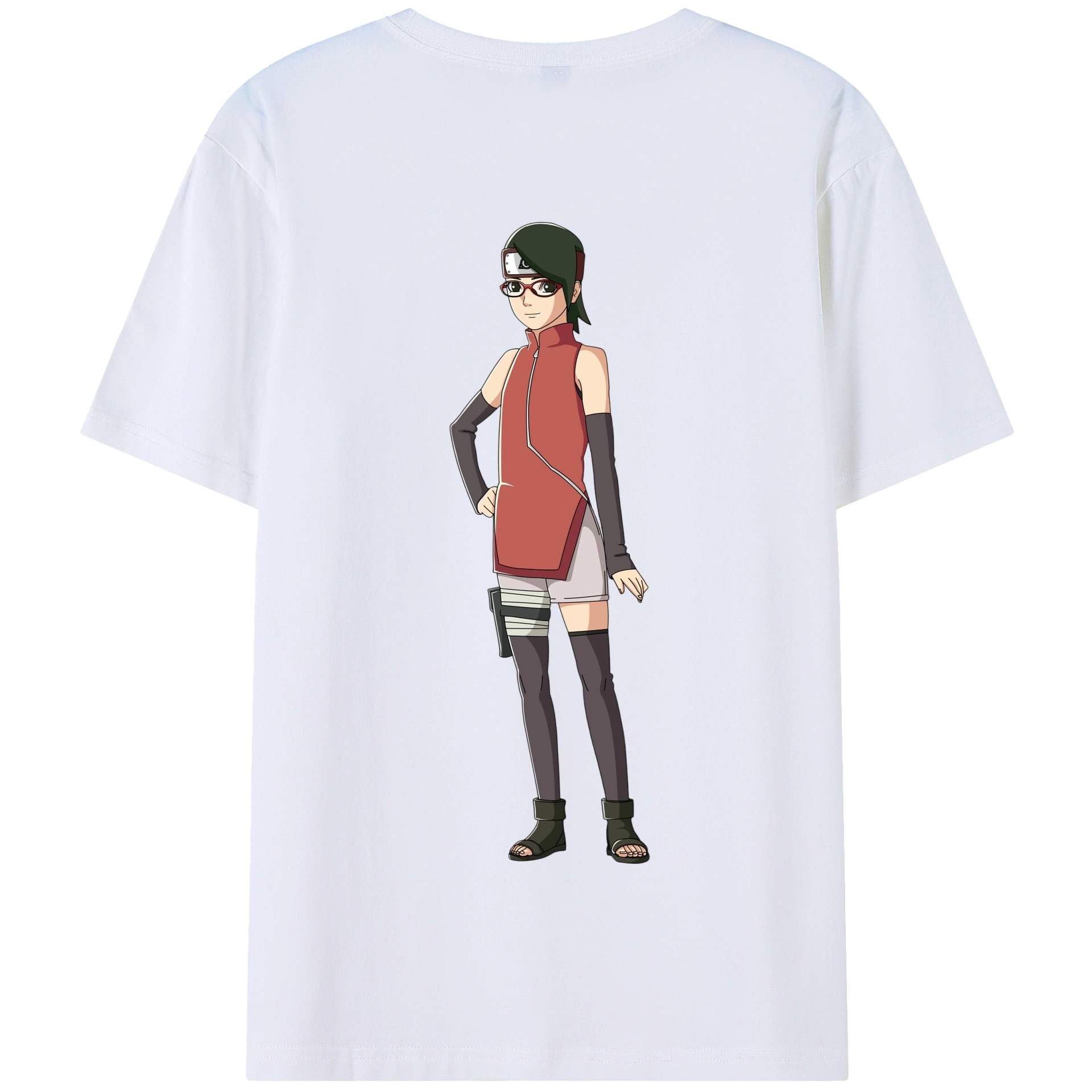 （画像用） NARUTO -ナルト- うちは サラダ Uchiha Sarada 綿100％半袖Tシャツ（背面プリント）