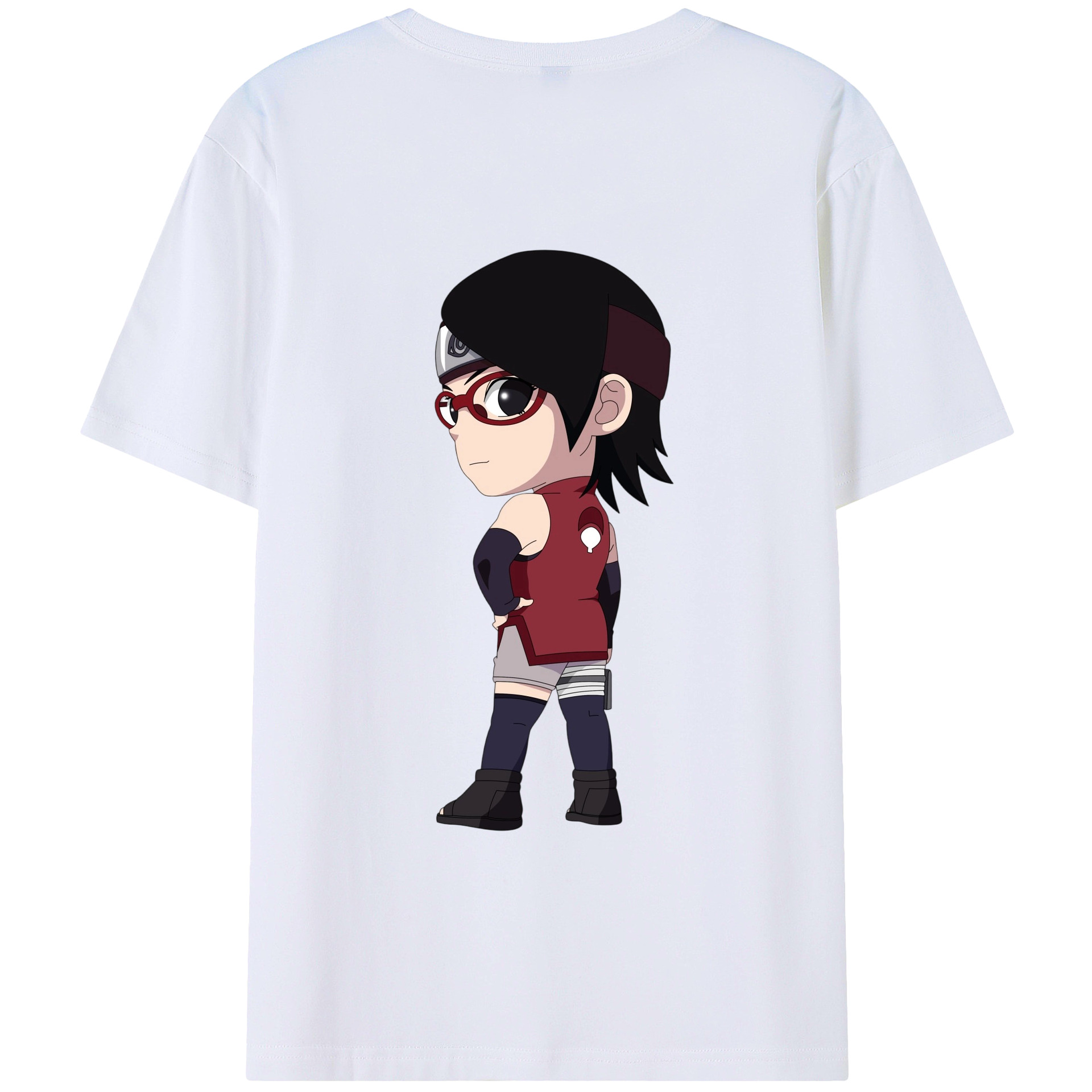 （画像用） NARUTO -ナルト- うちは サラダ Uchiha Sarada 綿100％半袖Tシャツ（背面プリント）