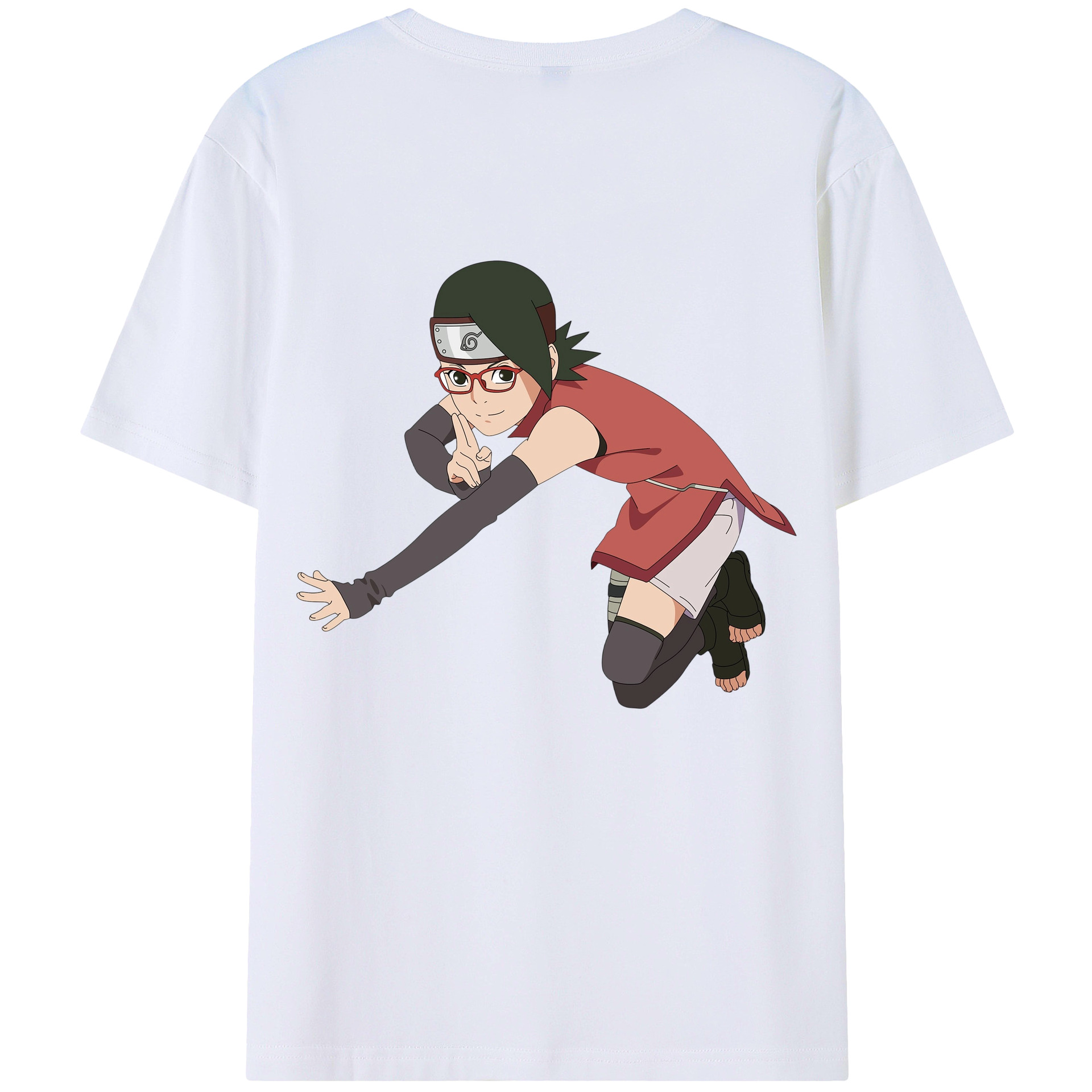 （画像用） NARUTO -ナルト- うちは サラダ Uchiha Sarada 綿100％半袖Tシャツ（背面プリント）