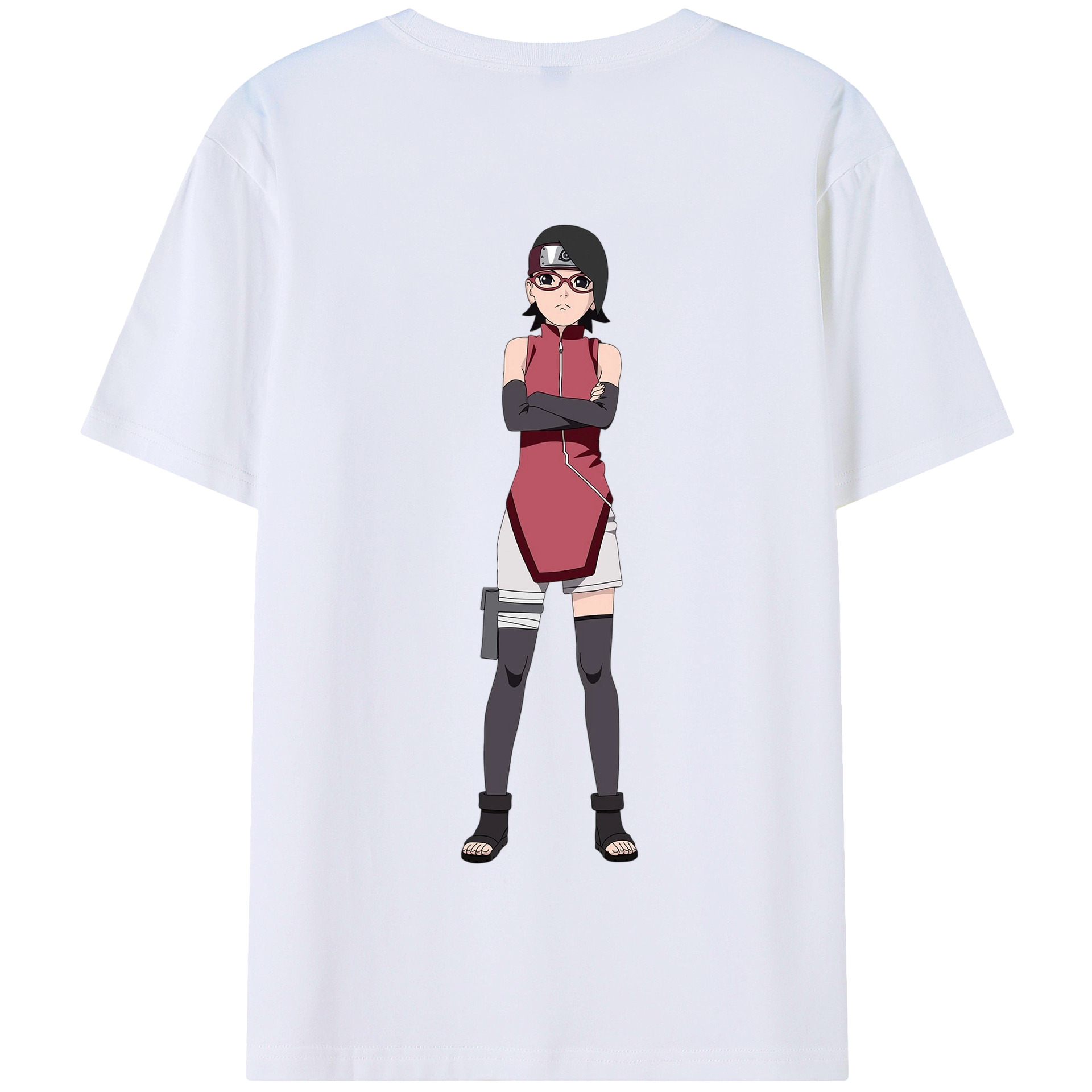 （画像用） NARUTO -ナルト- うちは サラダ Uchiha Sarada 綿100％半袖Tシャツ（背面プリント）
