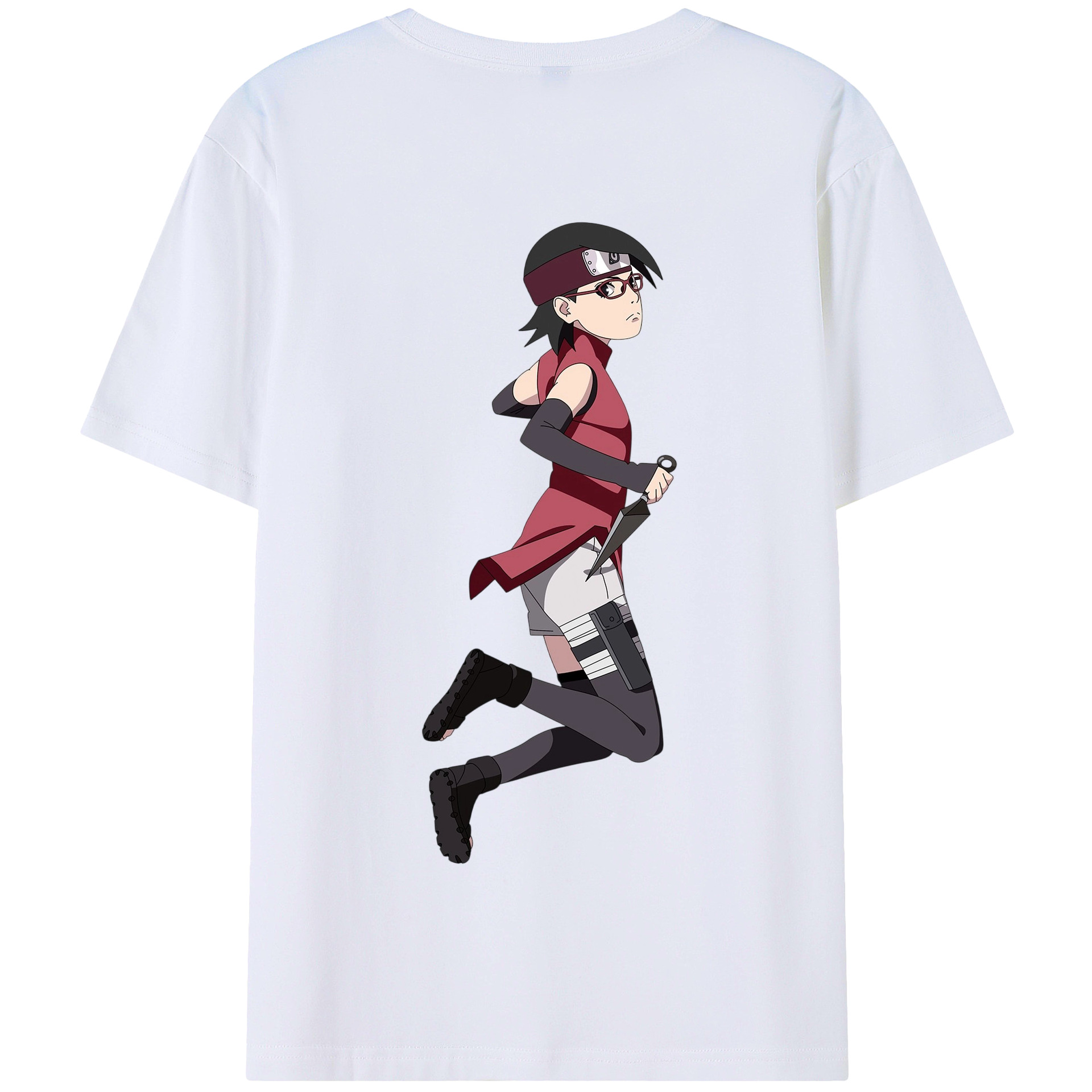 （画像用） NARUTO -ナルト- うちは サラダ Uchiha Sarada 綿100％半袖Tシャツ（背面プリント）