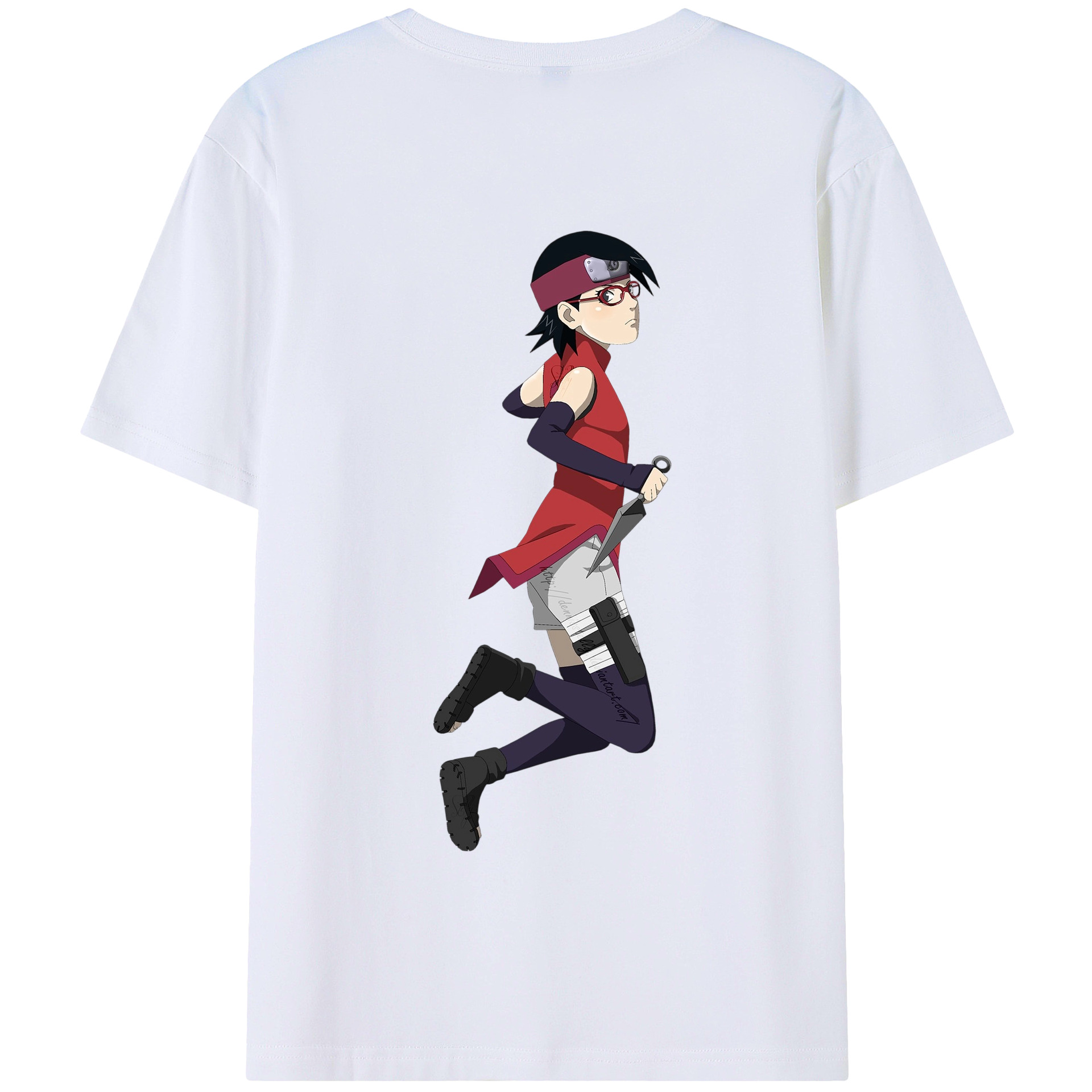 （画像用） NARUTO -ナルト- うちは サラダ Uchiha Sarada 綿100％半袖Tシャツ（背面プリント）